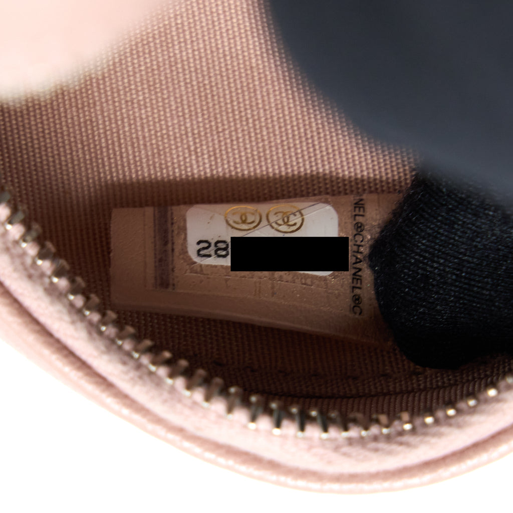 Chanel Round Clutch With Chain Camellia Calfskin Nude Pink