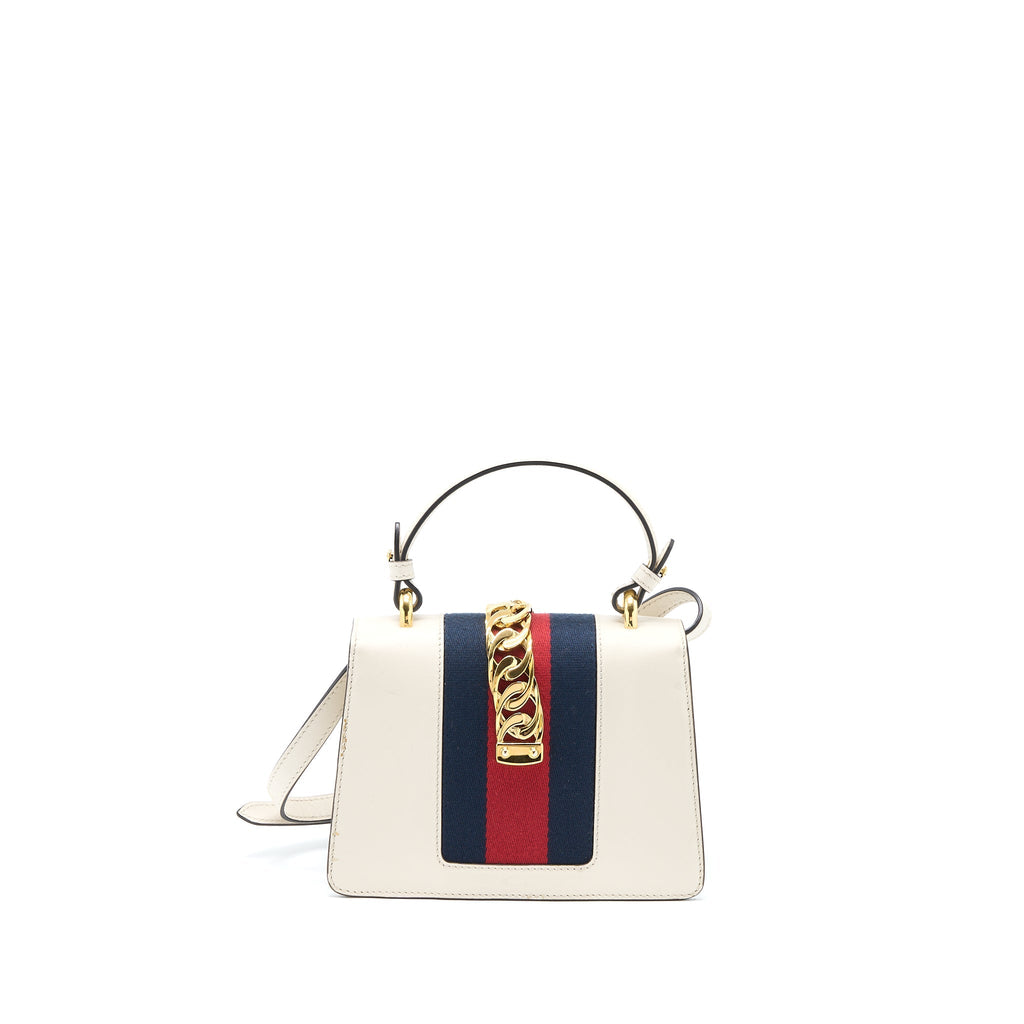 Gucci Mini Top Handle Sylvie Bag Calfskin White