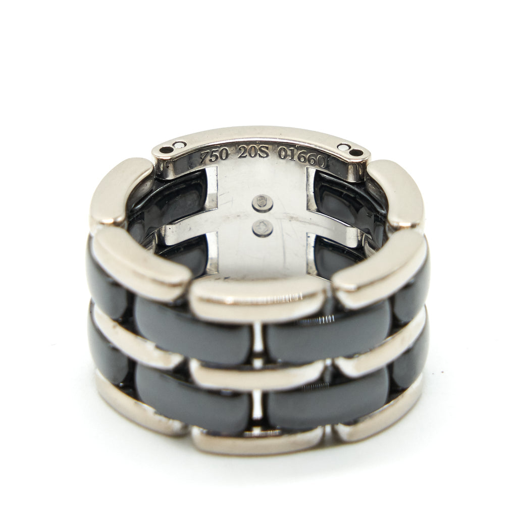 Chanel Ultra Ring Large version 18k white Gold, Black Ceramic size55