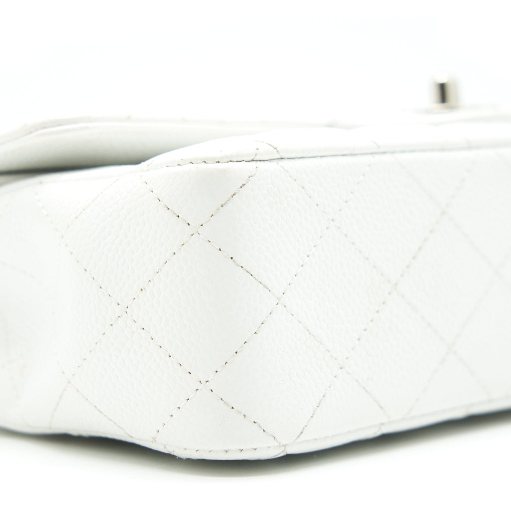 CHANEL MEDIUM CLASSIC DOUBLE FLAP BAG CAVIAR WHITE