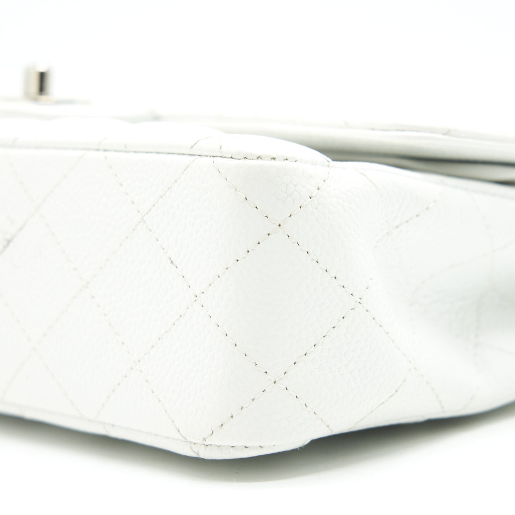 CHANEL MEDIUM CLASSIC DOUBLE FLAP BAG CAVIAR WHITE