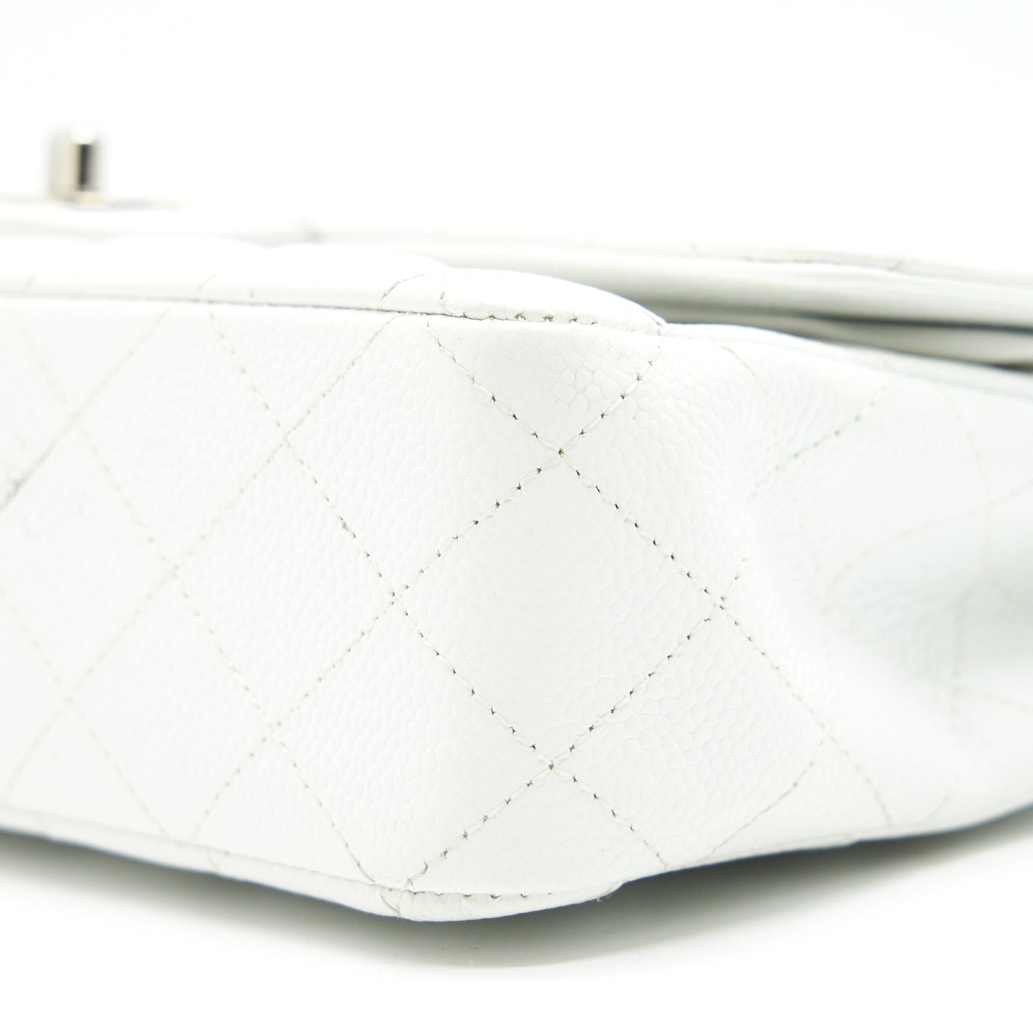 CHANEL MEDIUM CLASSIC DOUBLE FLAP BAG CAVIAR WHITE
