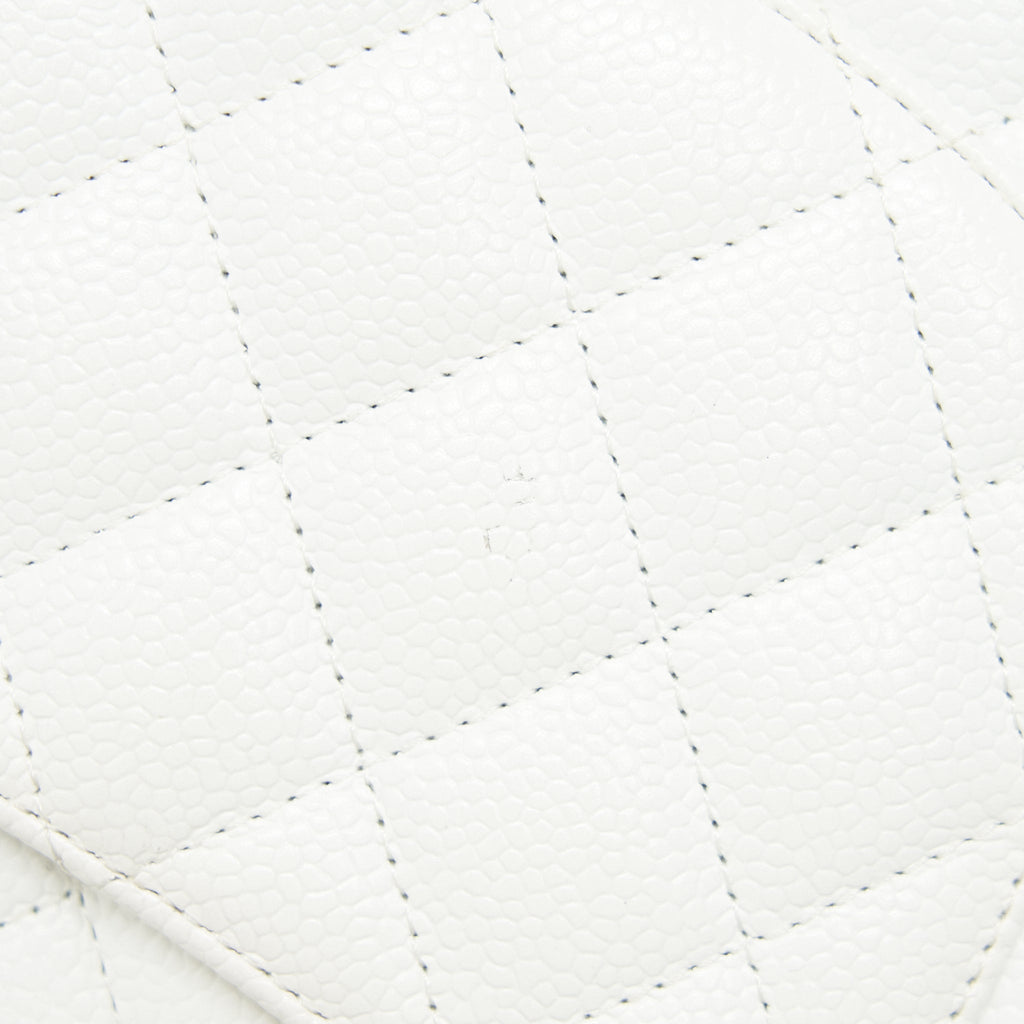CHANEL MEDIUM CLASSIC DOUBLE FLAP BAG CAVIAR WHITE