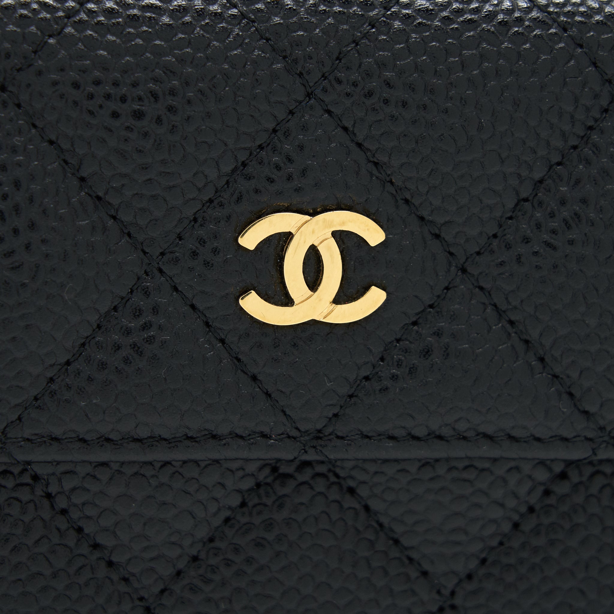 CHANEL Quilted Caviar Small Wallet Black