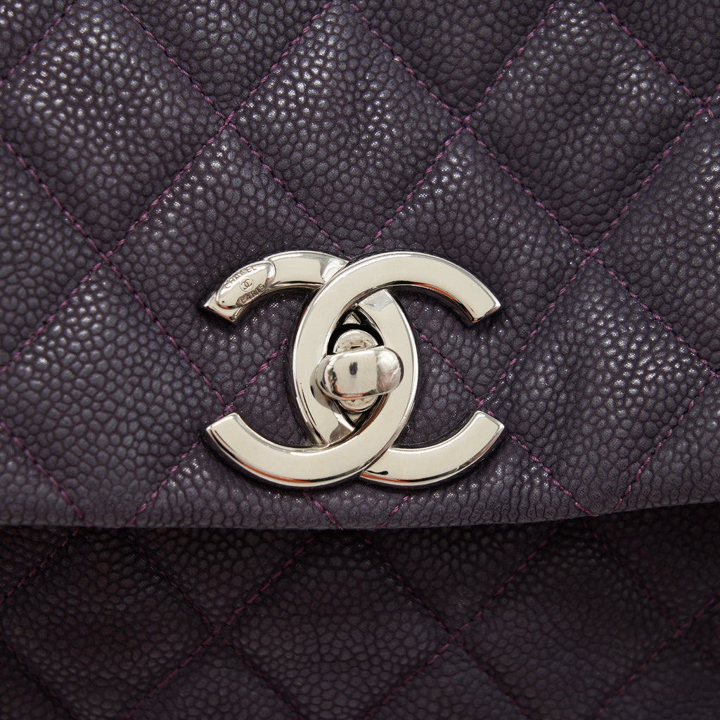 Chanel Flap Tote Bag With Chain Caviar In Purple