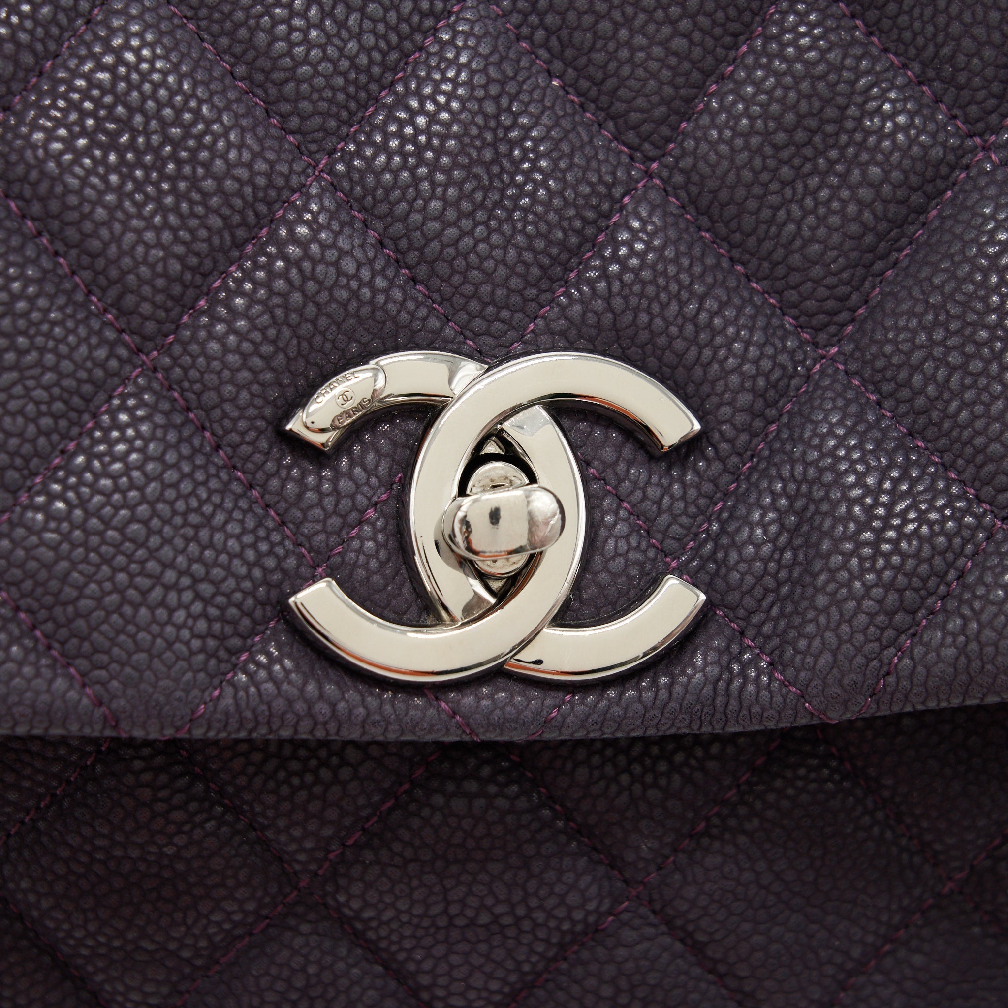 Chanel Flap Tote Bag With Chain Caviar In Purple