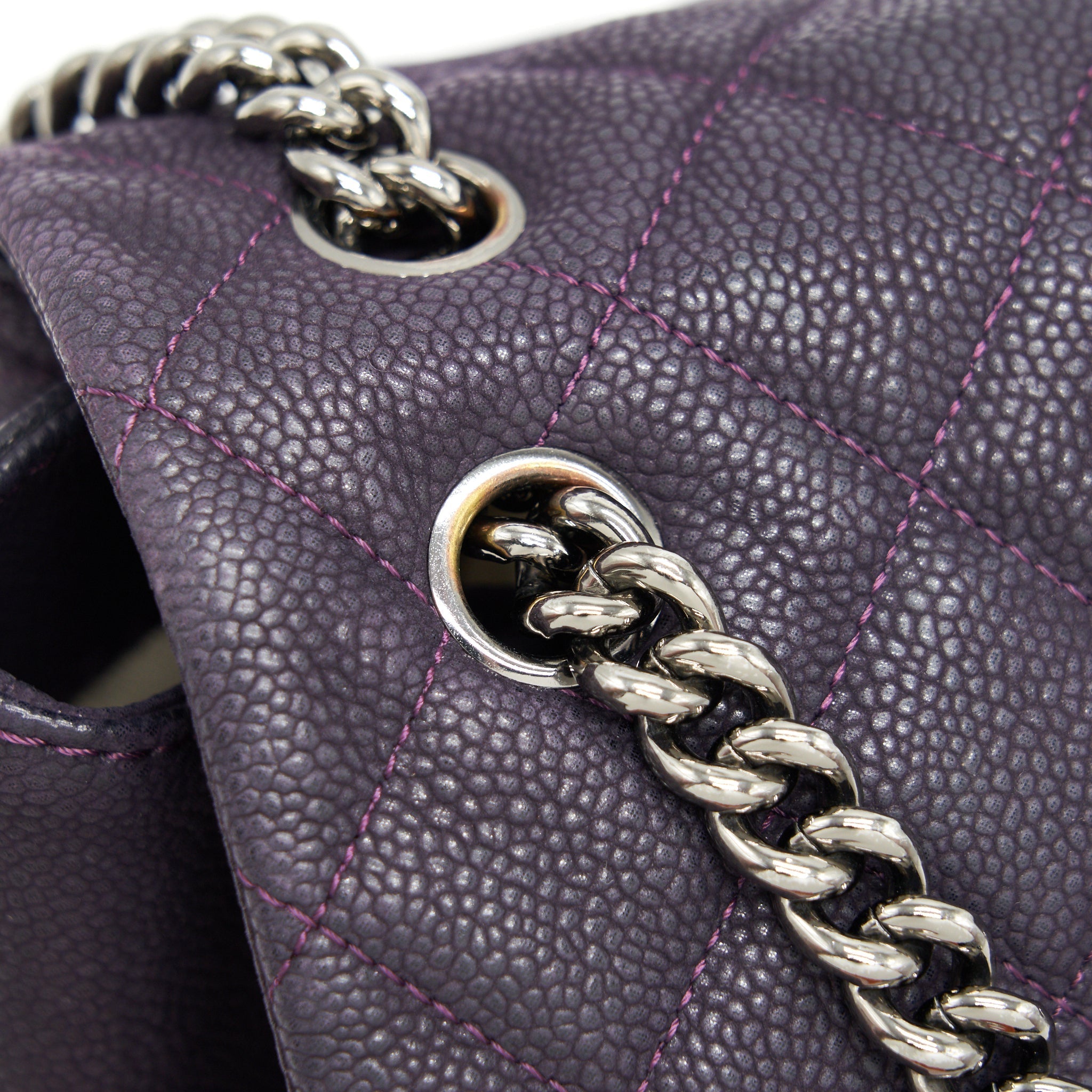 Chanel Flap Tote Bag With Chain Caviar In Purple