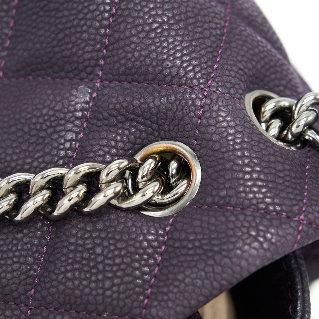 Chanel Flap Tote Bag With Chain Caviar In Purple