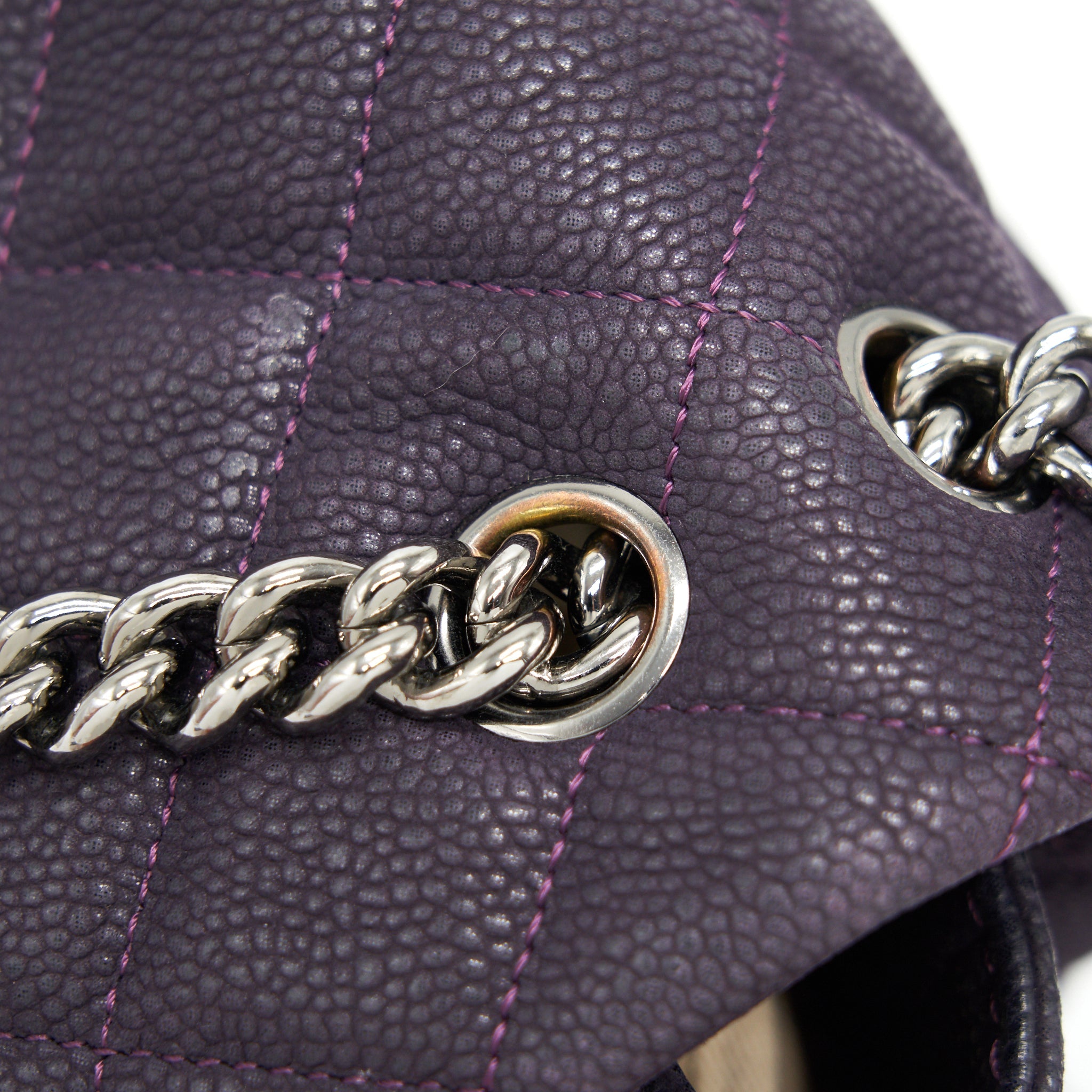 Chanel Flap Tote Bag With Chain Caviar In Purple