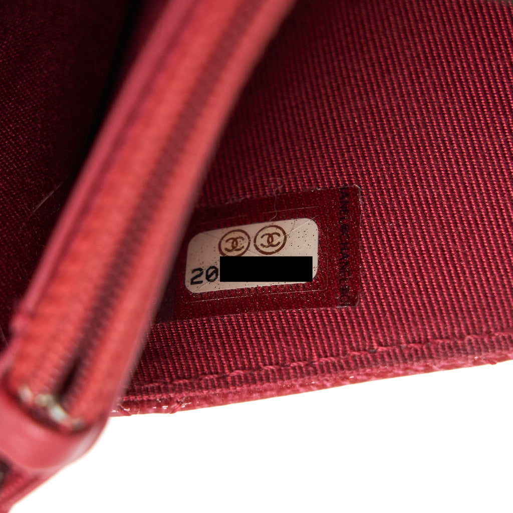 CHANEL WALLET ON CHAIN PATENT LEATHER RED