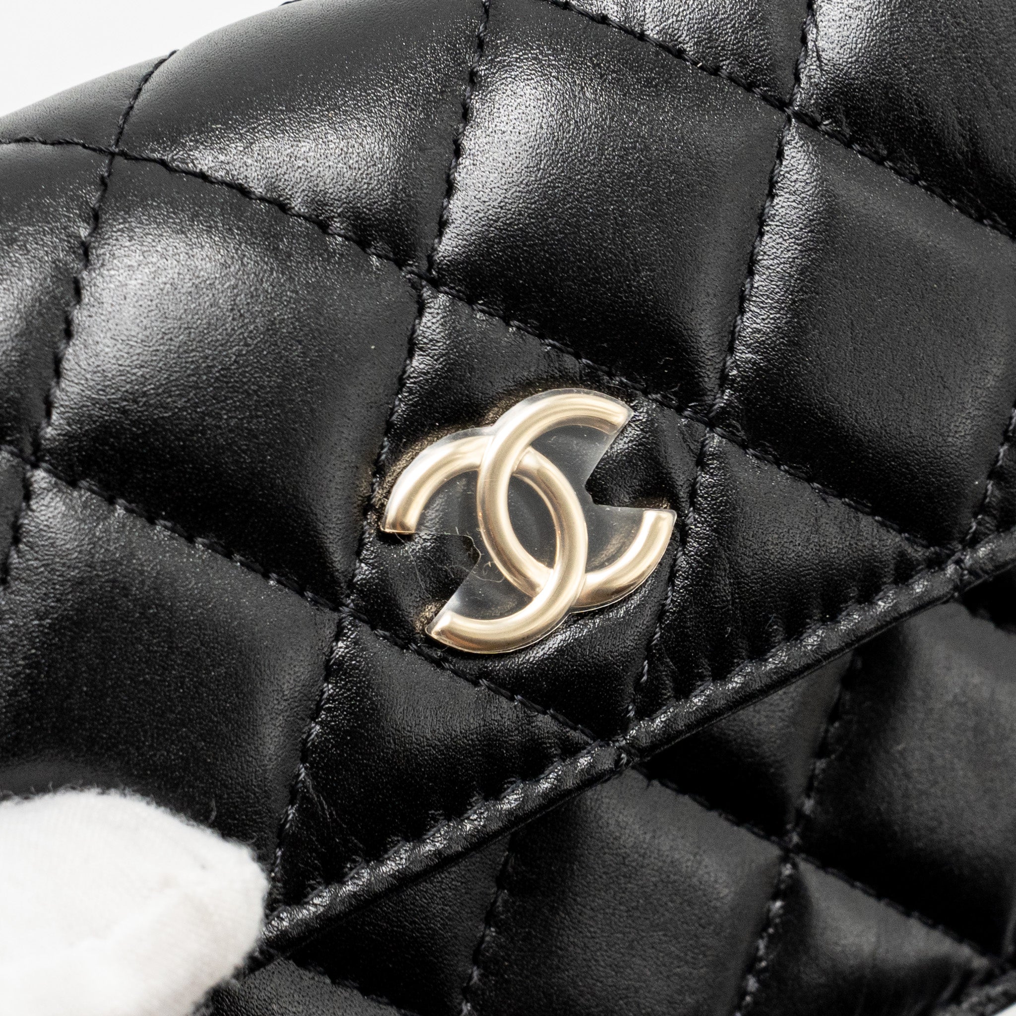 Chanel Maxi Pearl Clutch with Chain Lambskin Black