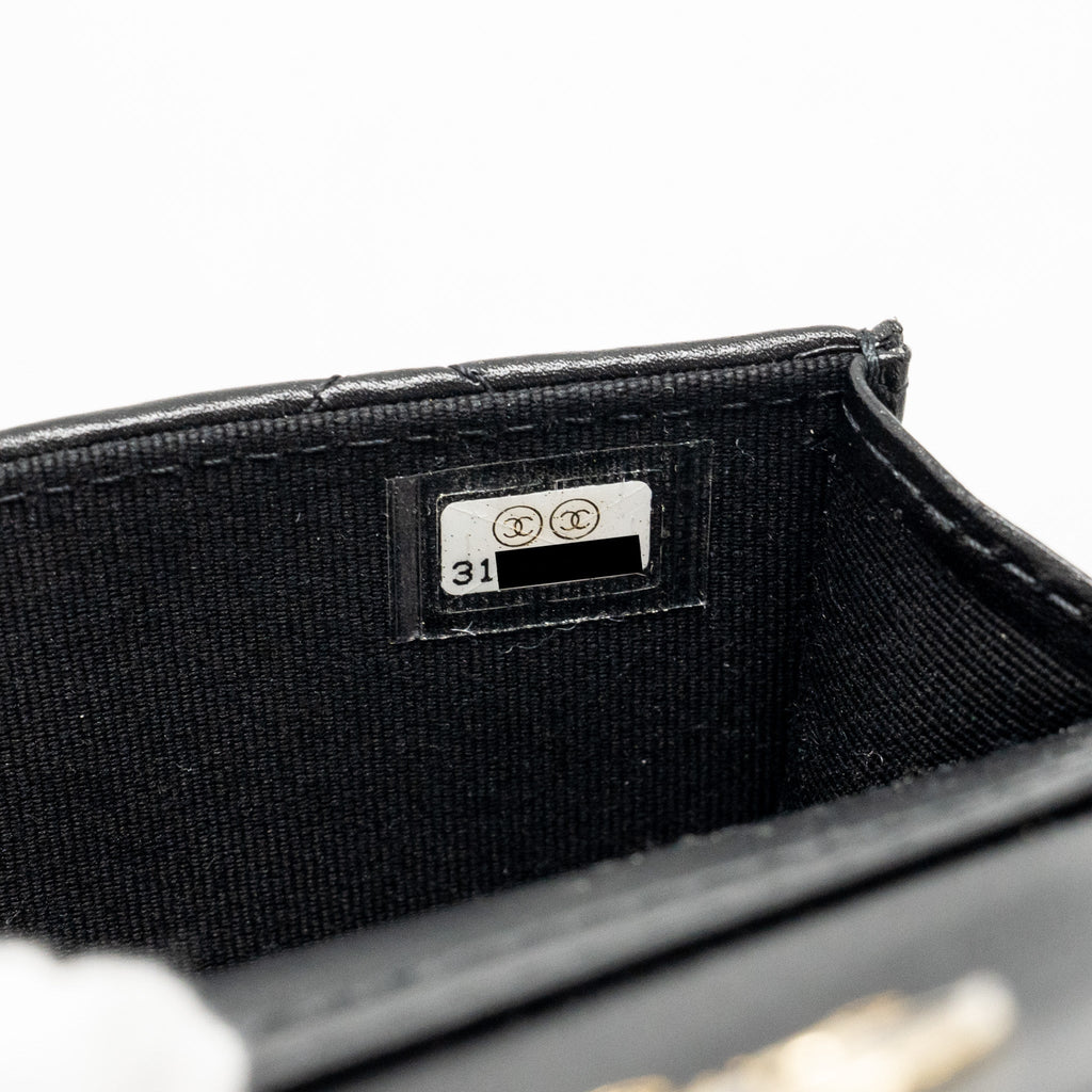 Chanel Maxi Pearl Clutch with Chain Lambskin Black