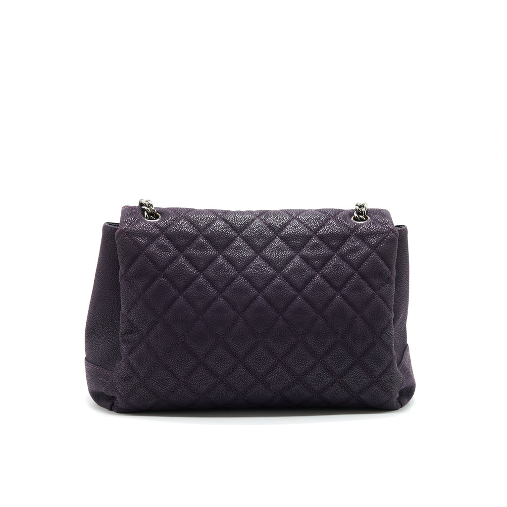 Chanel Flap Tote Bag With Chain Caviar In Purple