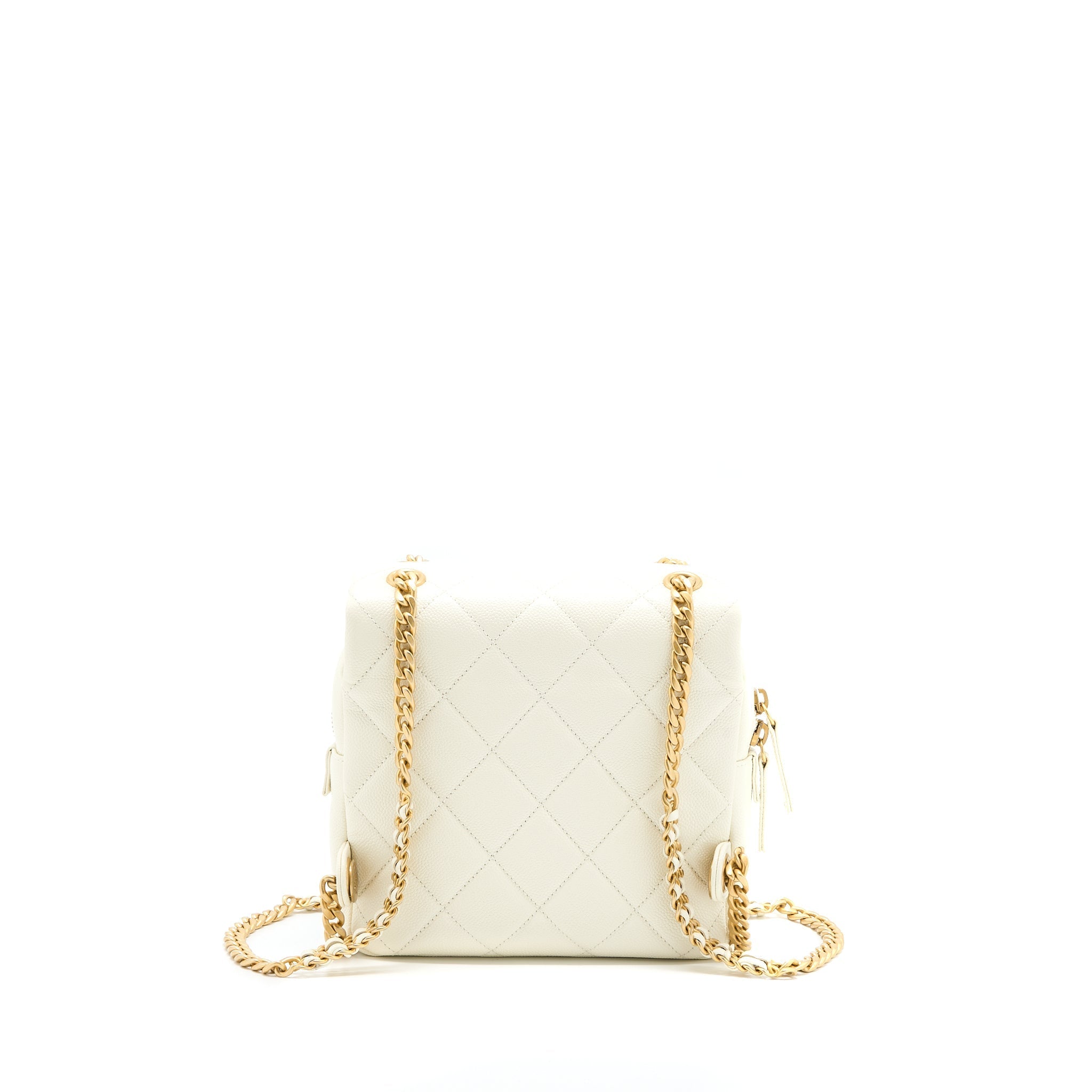 Chanel 22P Flap Backpack Caviar White Brushed  (Microchip)