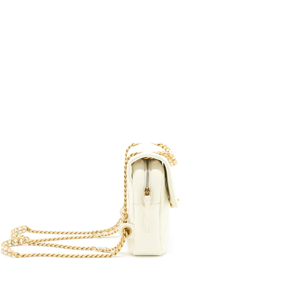 Chanel 22P Flap Backpack Caviar White Brushed  (Microchip)