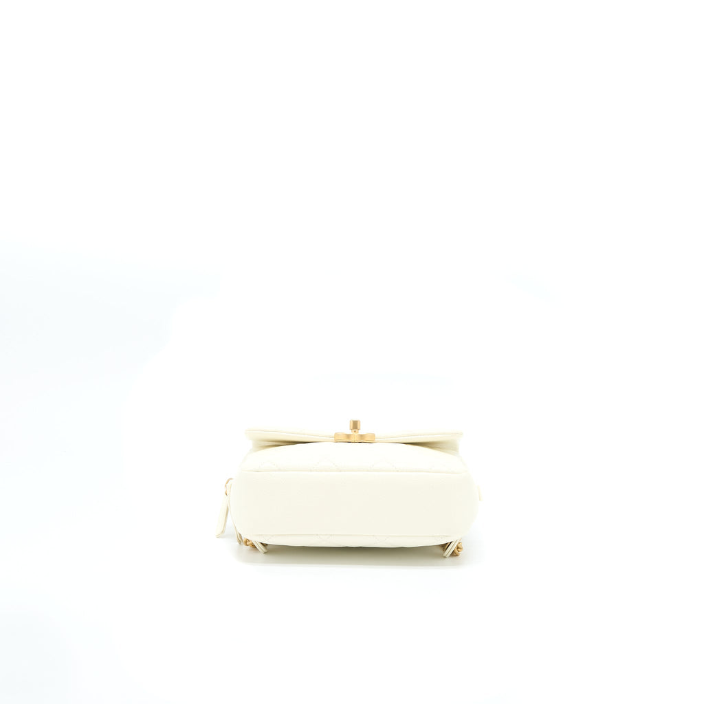 Chanel 22P Flap Backpack Caviar White Brushed  (Microchip)