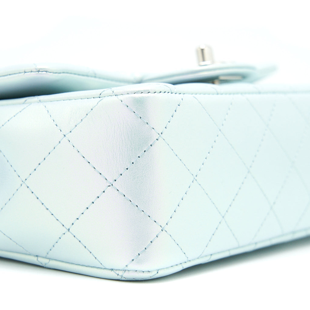 Chanel 21K Iridescent Baby Blue Mini Rectangular