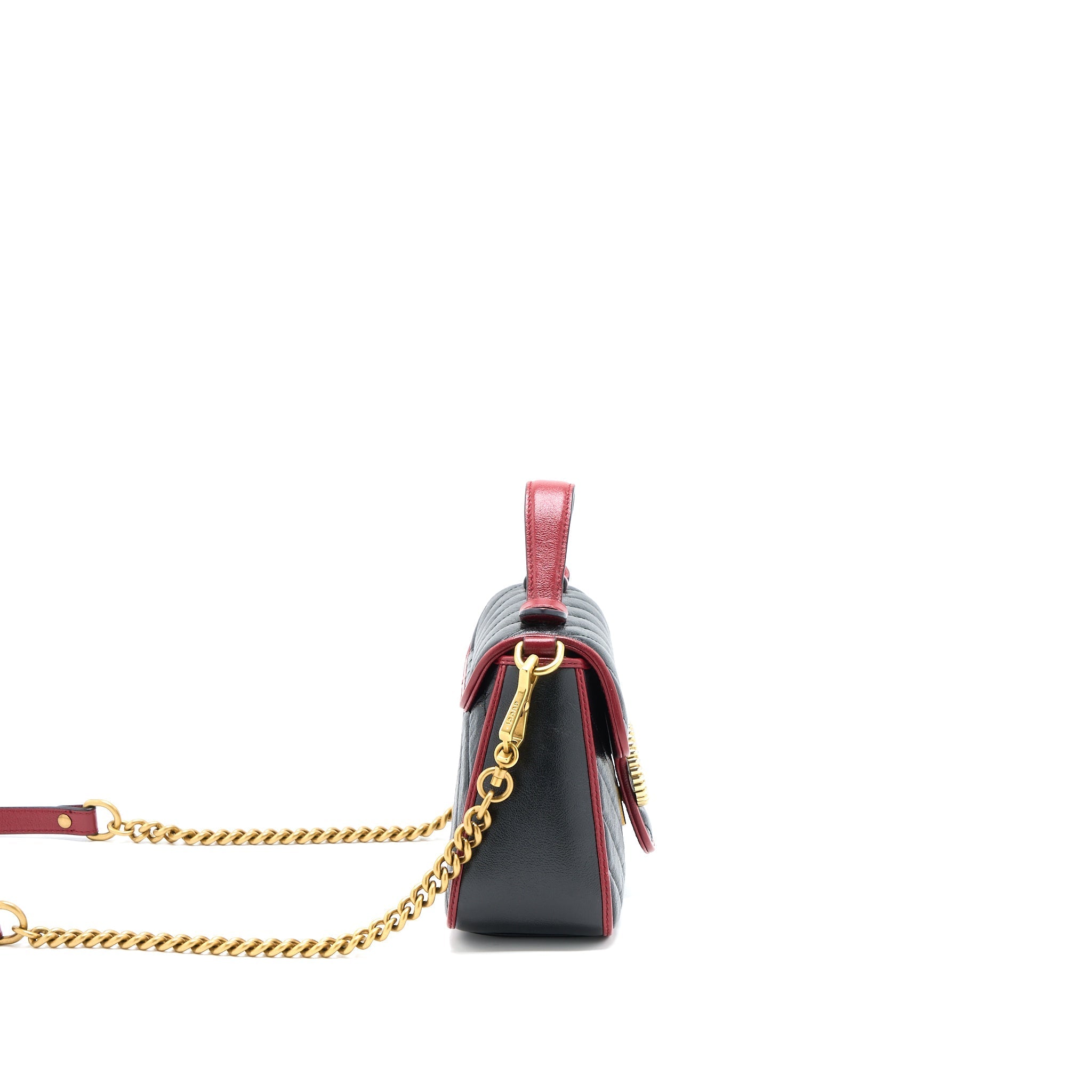 Gucci GG Marmont Mini Top Handle Bag Calfskin Black/Red