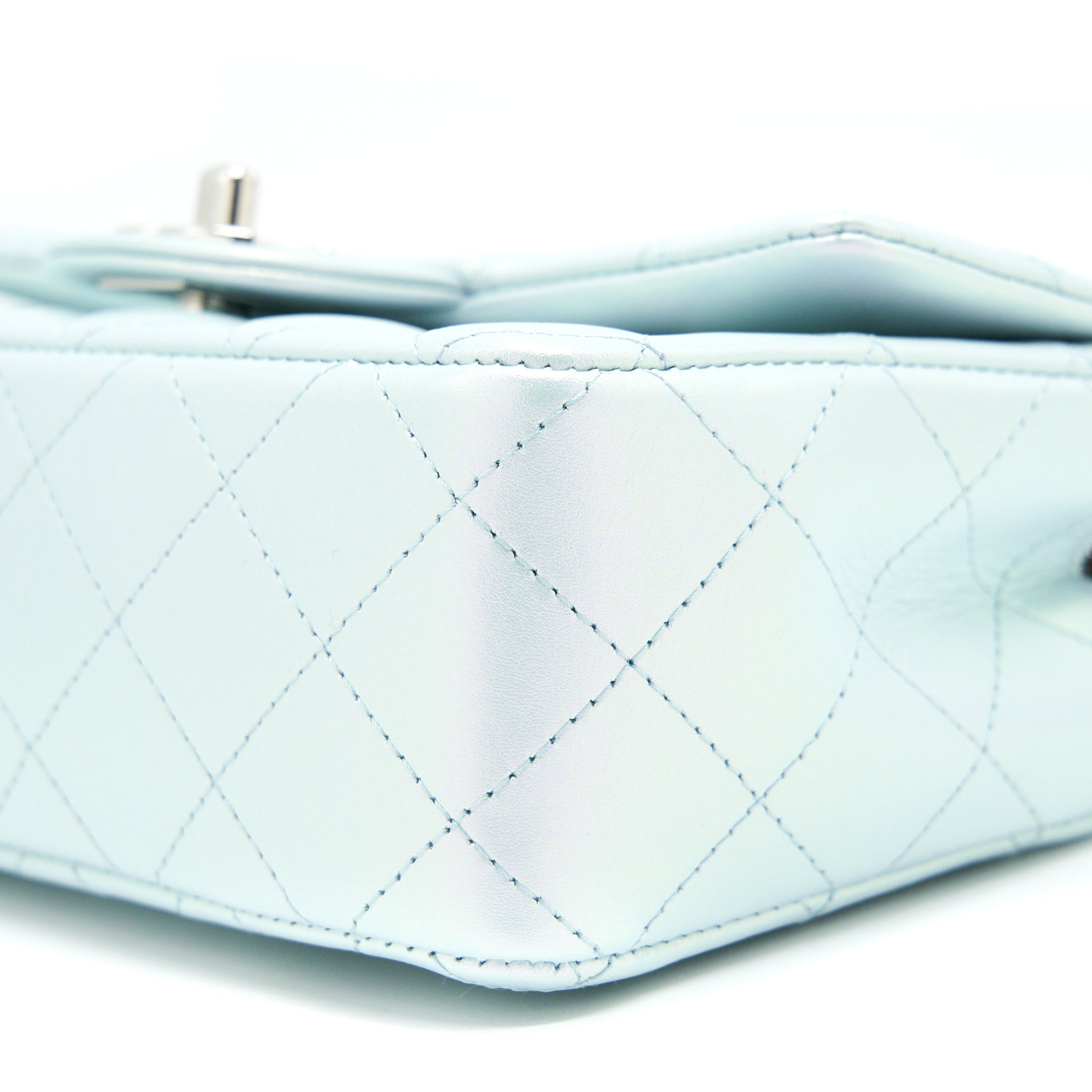 Chanel 21K Iridescent Baby Blue Mini Rectangular