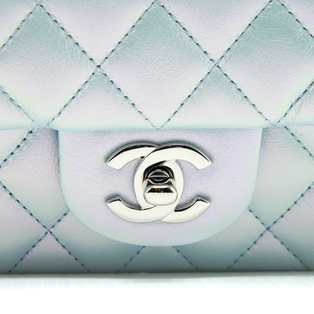 Chanel 21K Iridescent Baby Blue Mini Rectangular