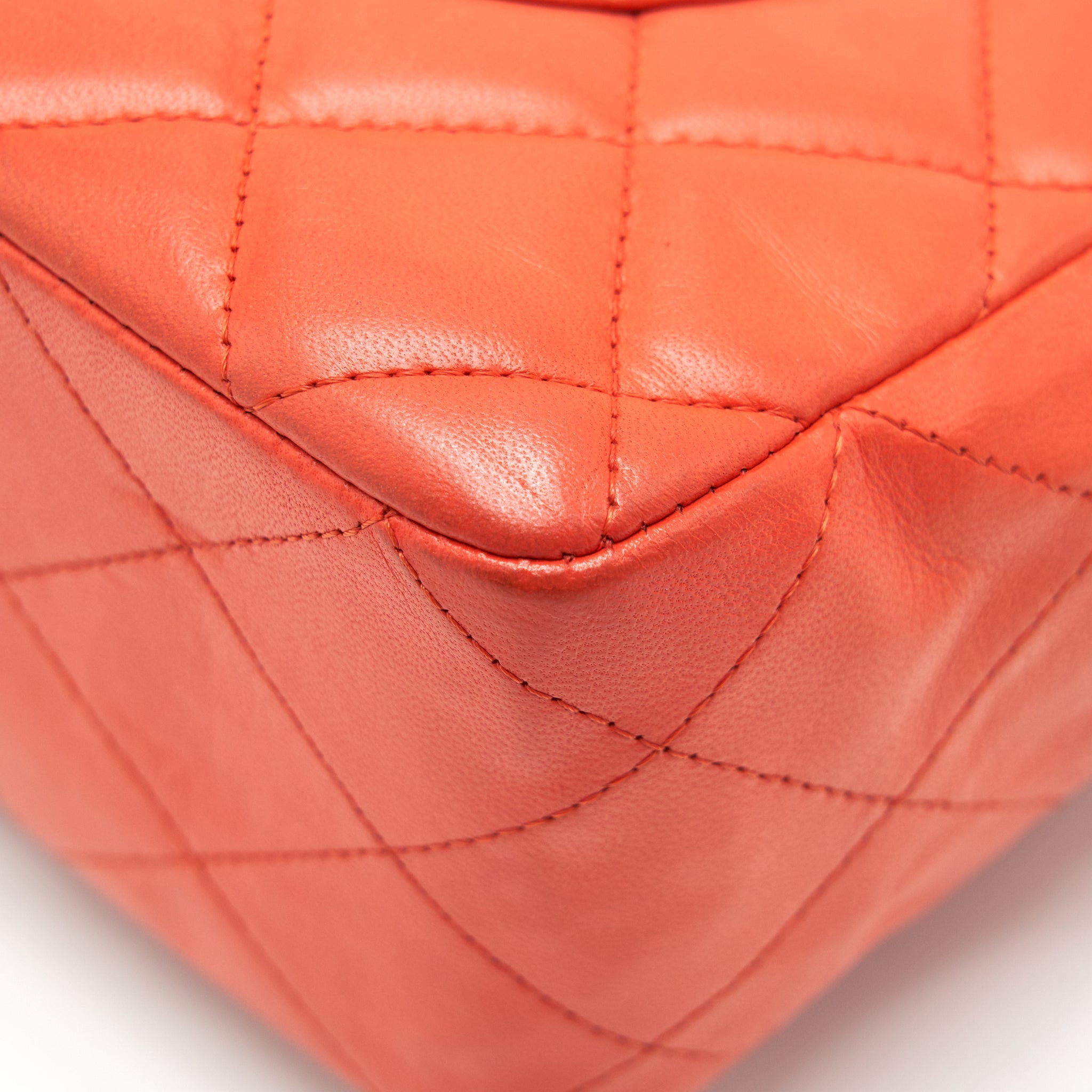 CHANEL CLASSIC SINGLE FLAP JUMBO BAG ORANGE LAMBSKIN