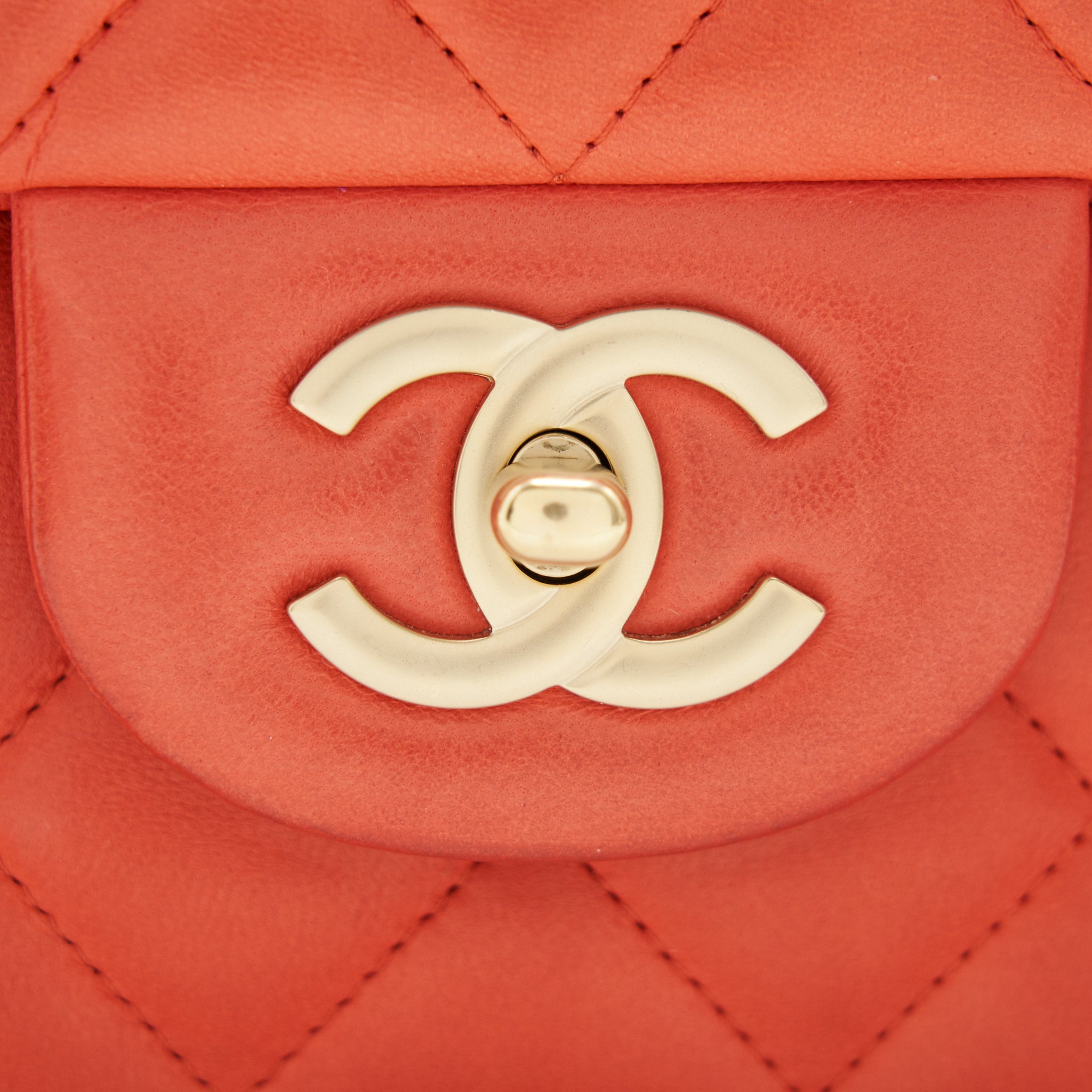 CHANEL CLASSIC SINGLE FLAP JUMBO BAG ORANGE LAMBSKIN
