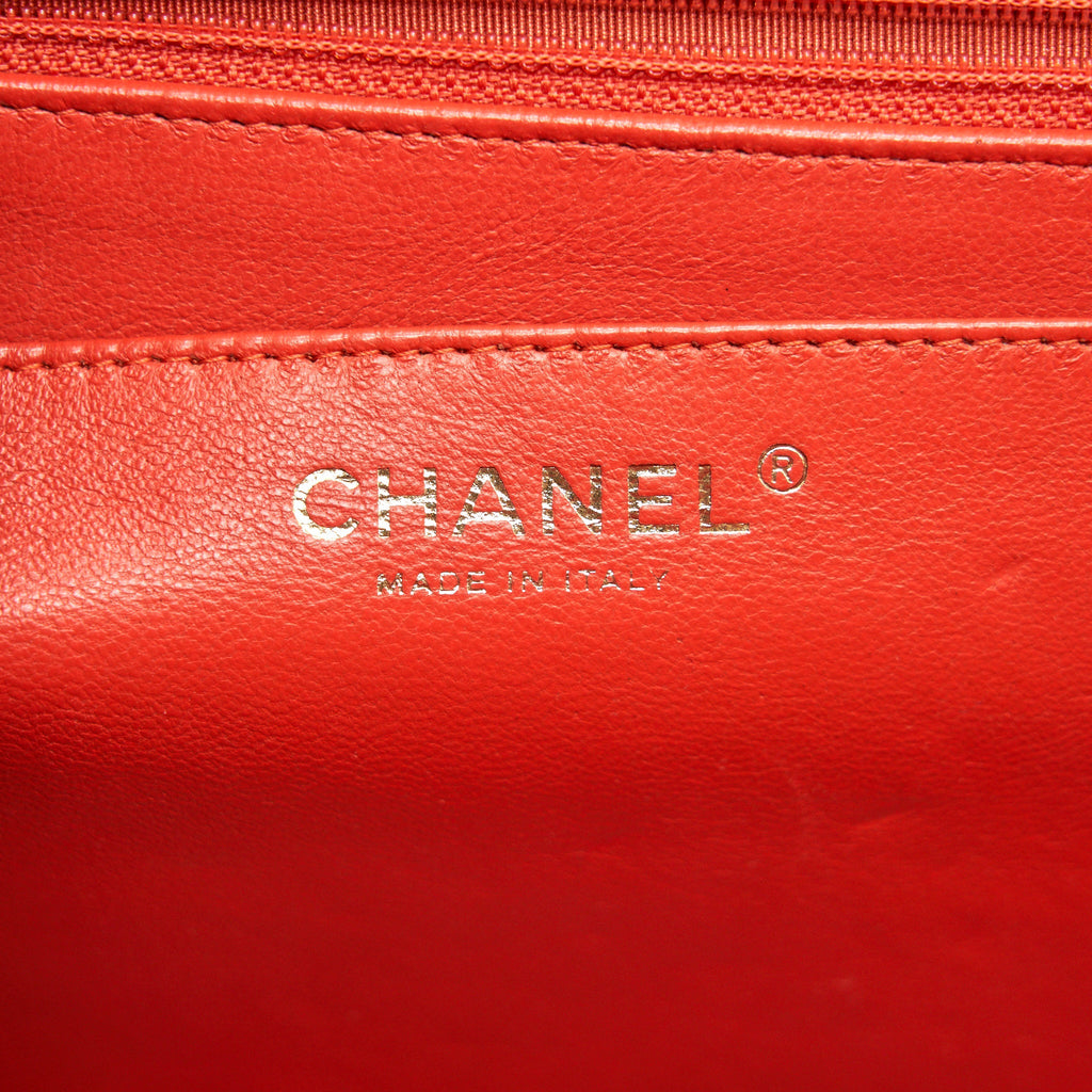 CHANEL CLASSIC SINGLE FLAP JUMBO BAG ORANGE LAMBSKIN