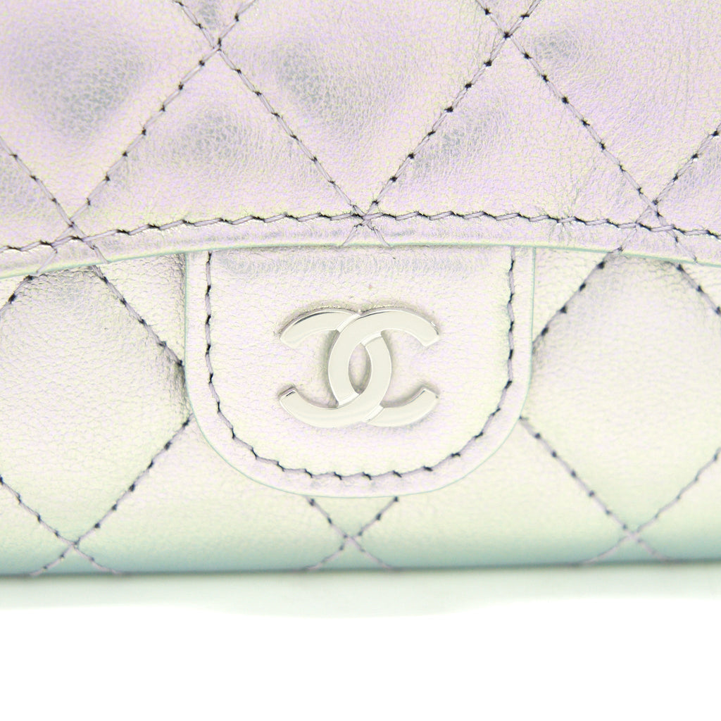 Chanel 21K Iridescent Grey Flap  Holder