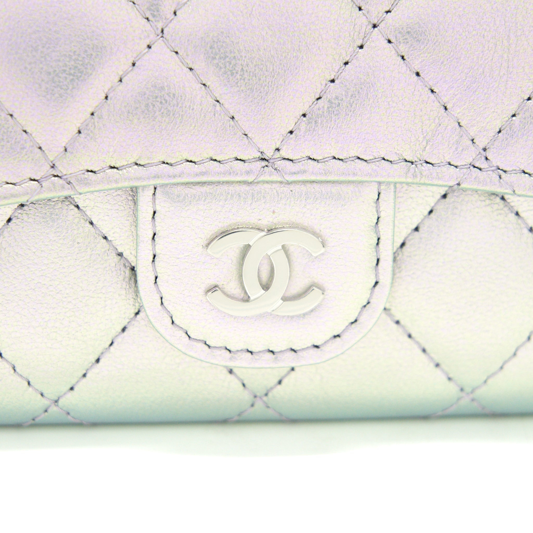 Chanel 21K Iridescent Grey Flap  Holder