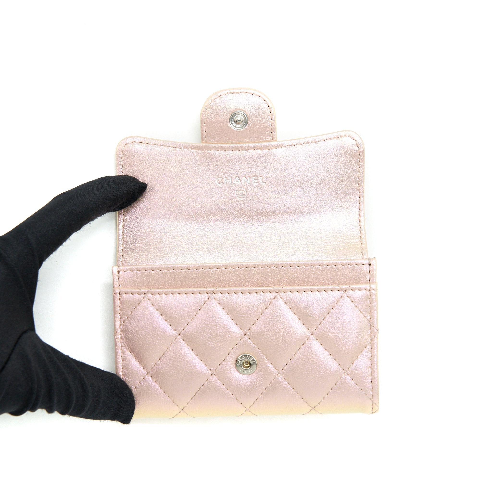 Chanel 21K Iridescent Pink Flap  Holder