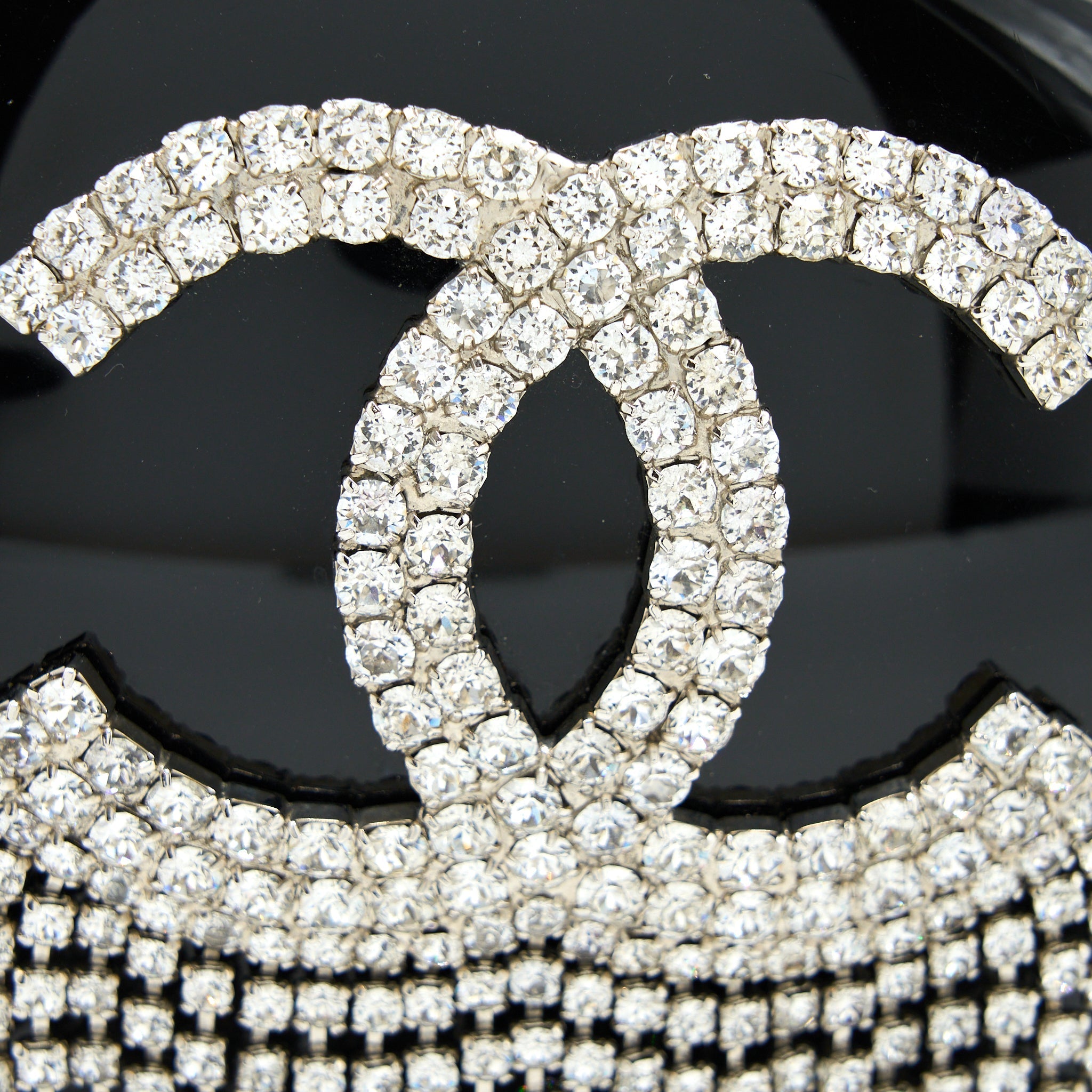 Chanel Runway Orb-shaped Evening Clutch Black with Crystal / Crystal Chain