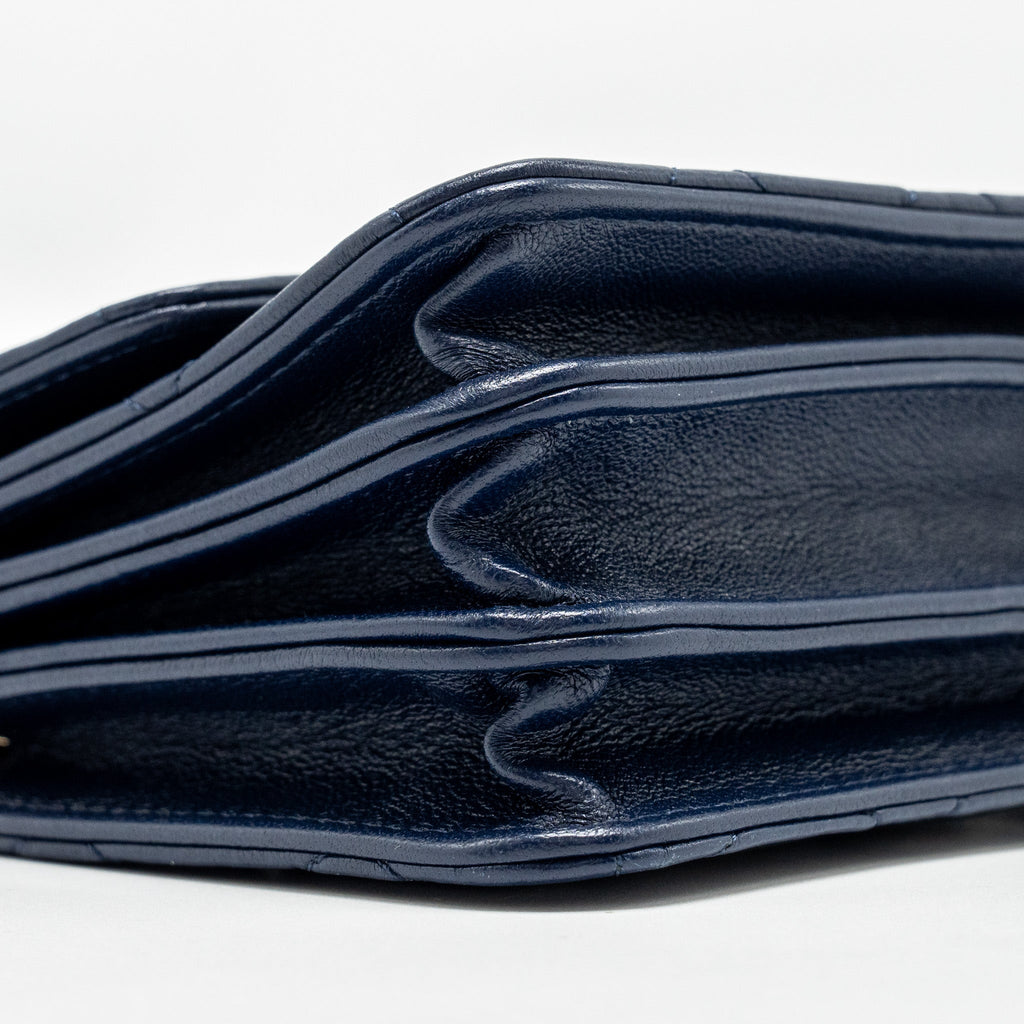 Chanel top handle mini flap Clutch Lambskin Navy L (microchip)