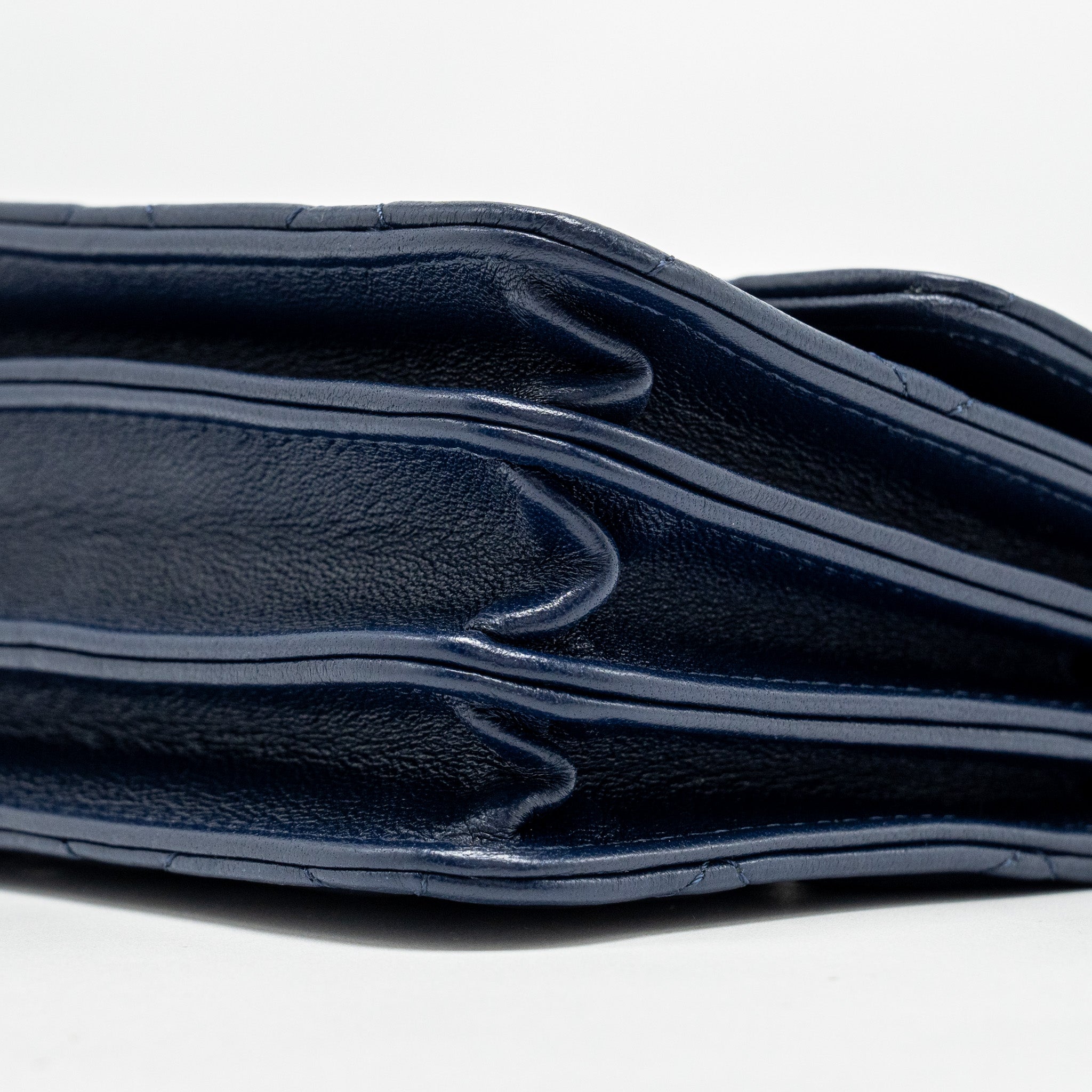 Chanel top handle mini flap Clutch Lambskin Navy L (microchip)