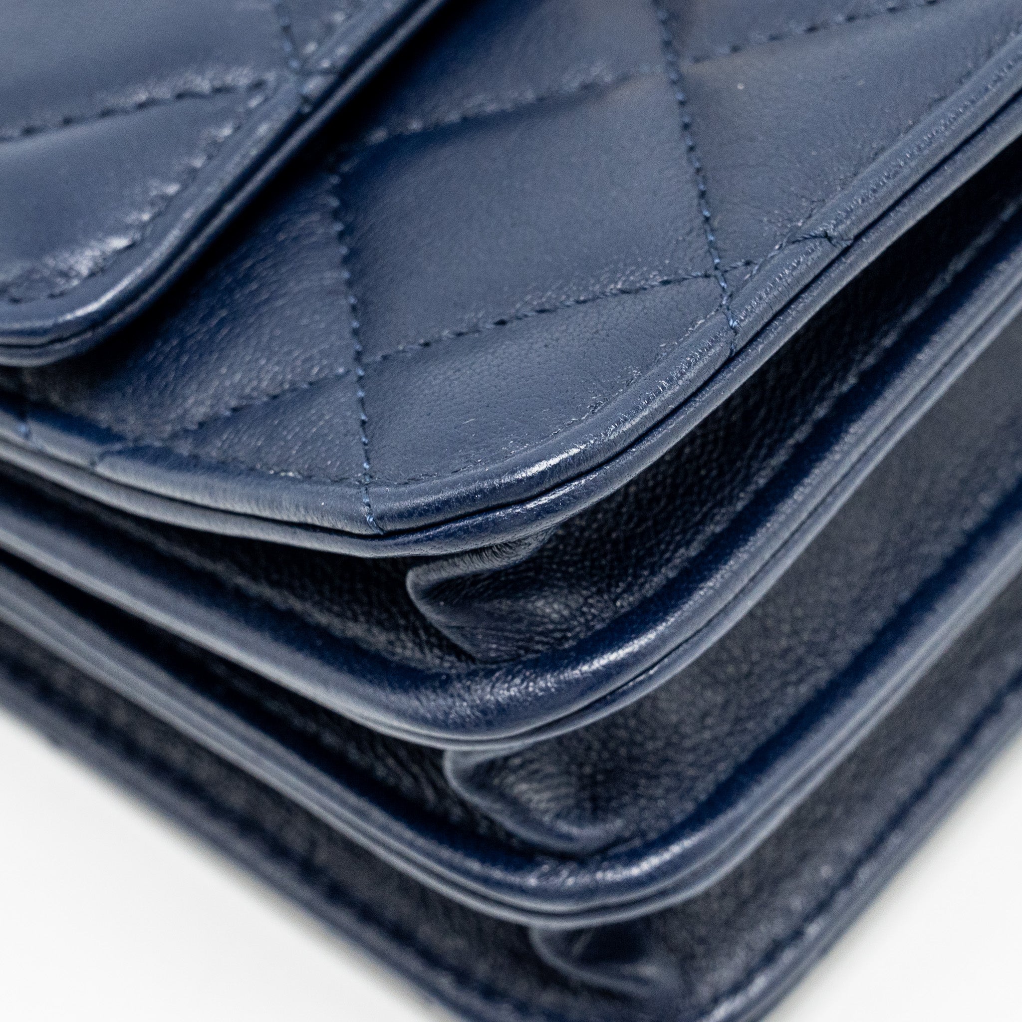 Chanel top handle mini flap Clutch Lambskin Navy L (microchip)
