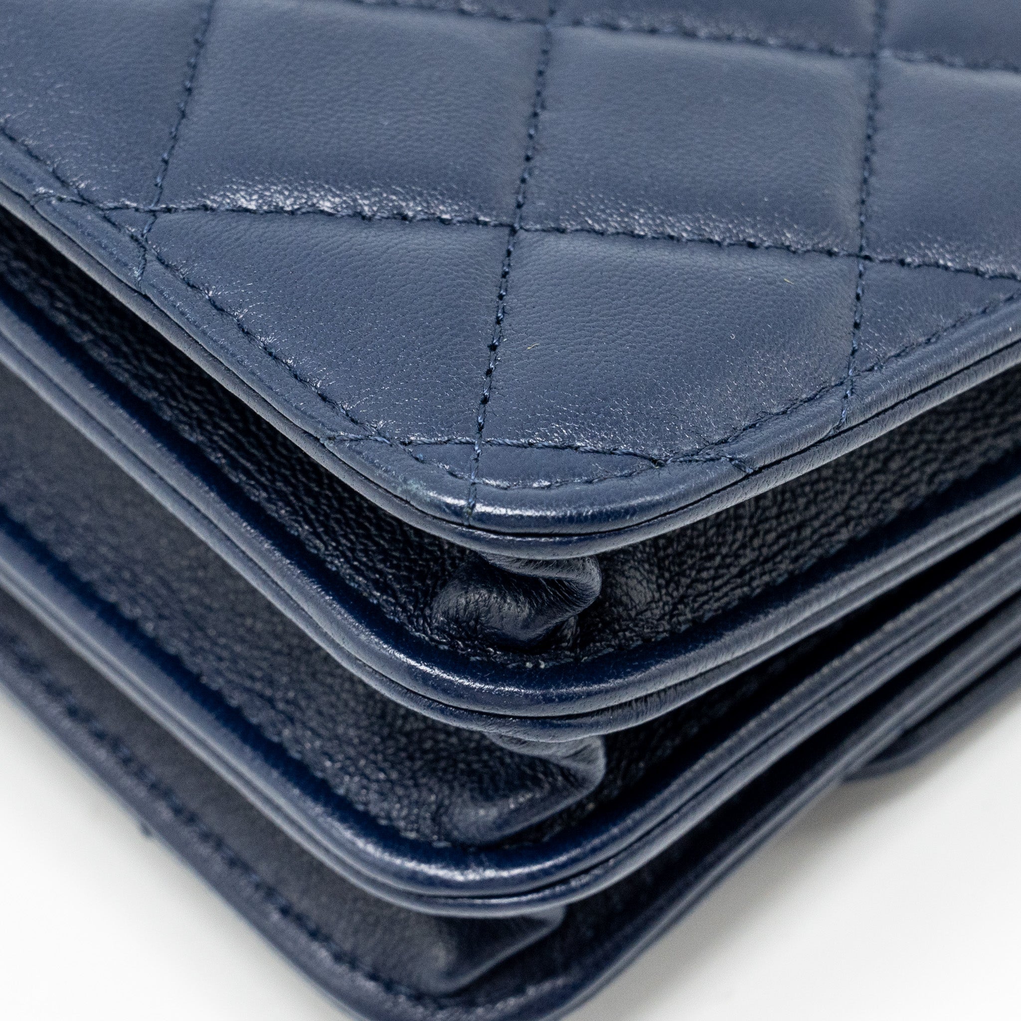 Chanel top handle mini flap Clutch Lambskin Navy L (microchip)