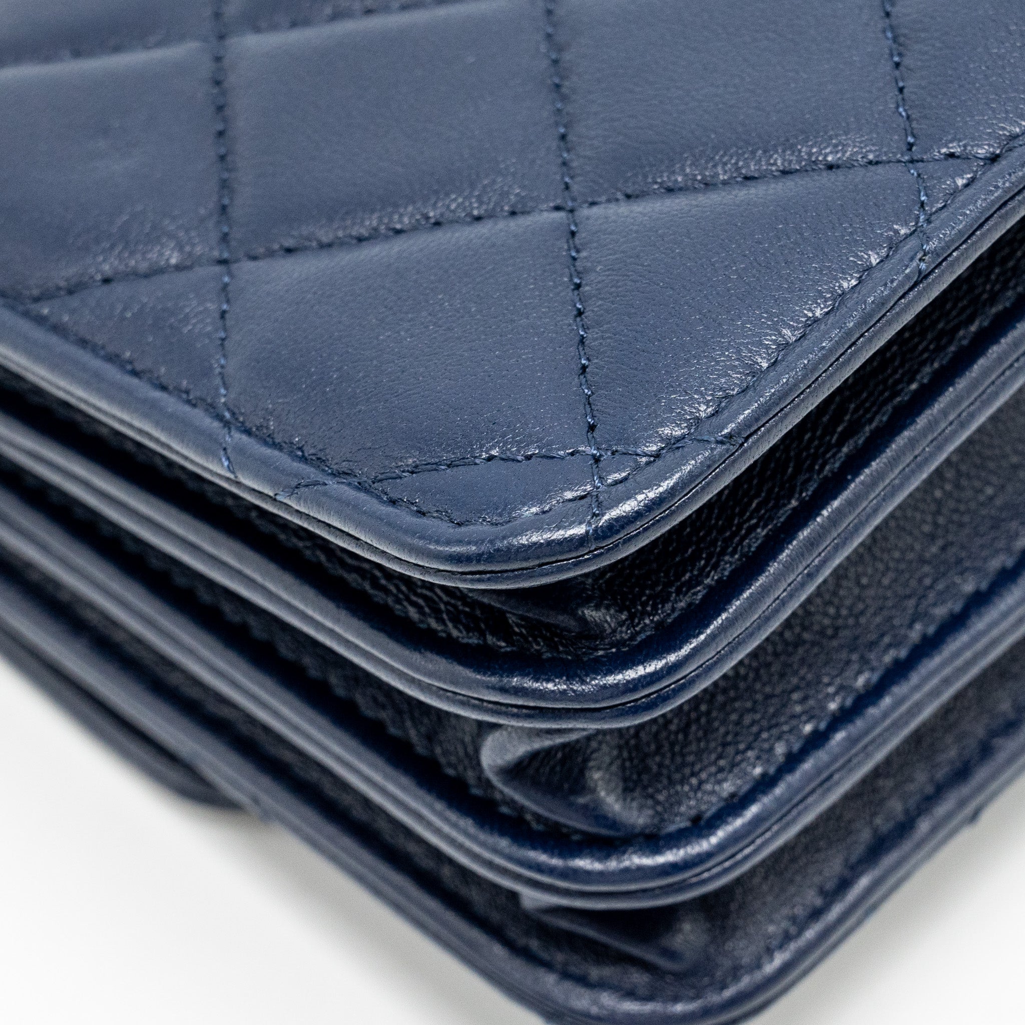 Chanel top handle mini flap Clutch Lambskin Navy L (microchip)