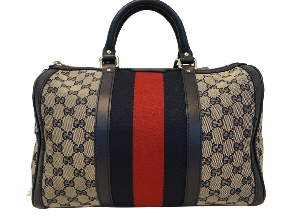 GUCCI Vintage Web Medium Original GG Boston Bag with Signature Web
