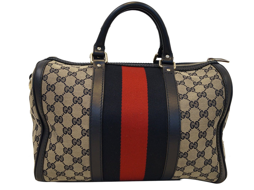 GUCCI Vintage Web Medium Original GG Boston Bag with Signature Web