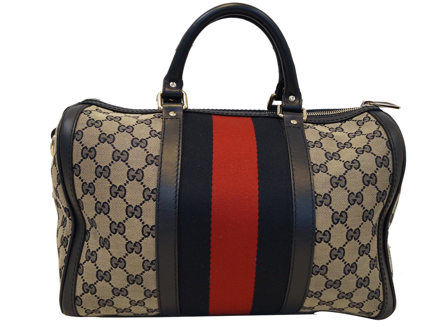 GUCCI Vintage Web Medium Original GG Boston Bag with Signature Web