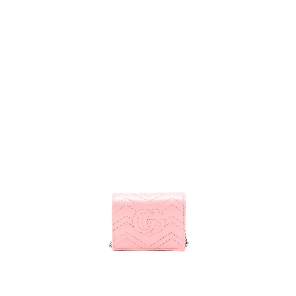 Gucci Marmont  Holder with Chain Calfskin Pink SHW