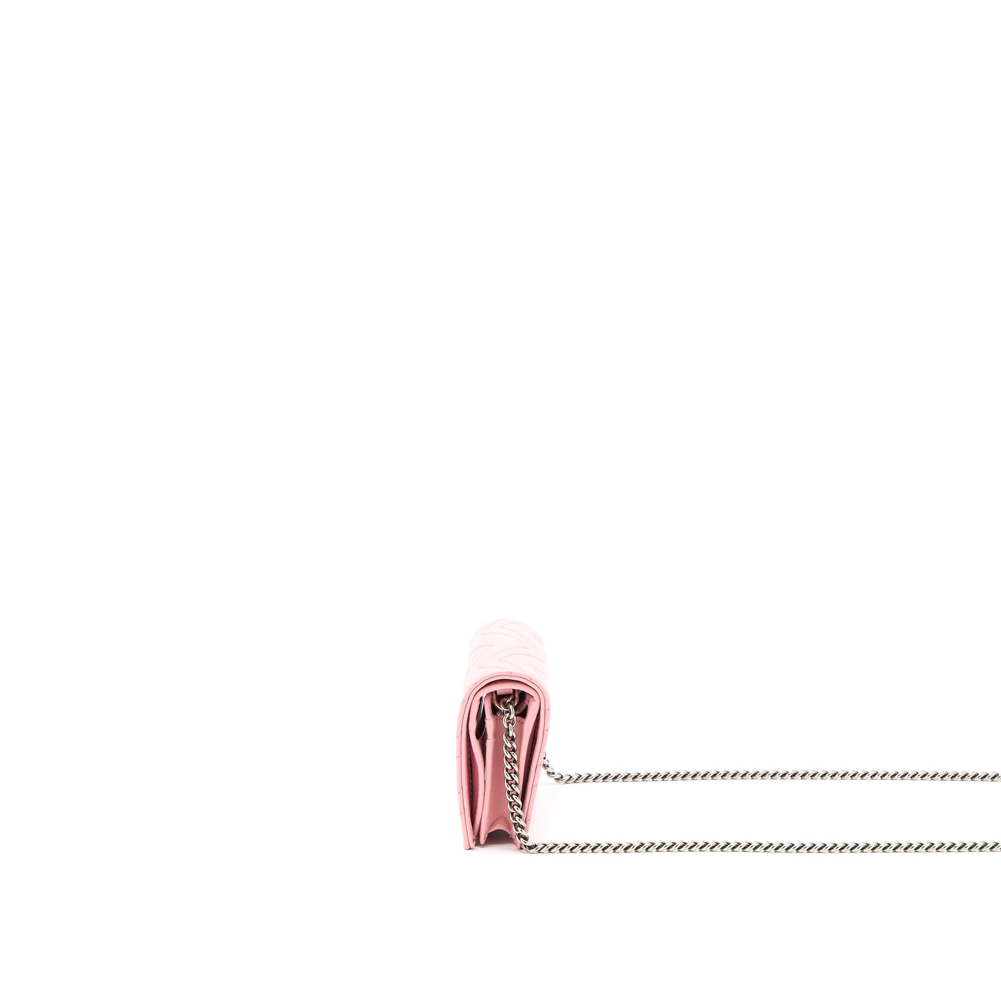 Gucci Marmont  Holder with Chain Calfskin Pink SHW