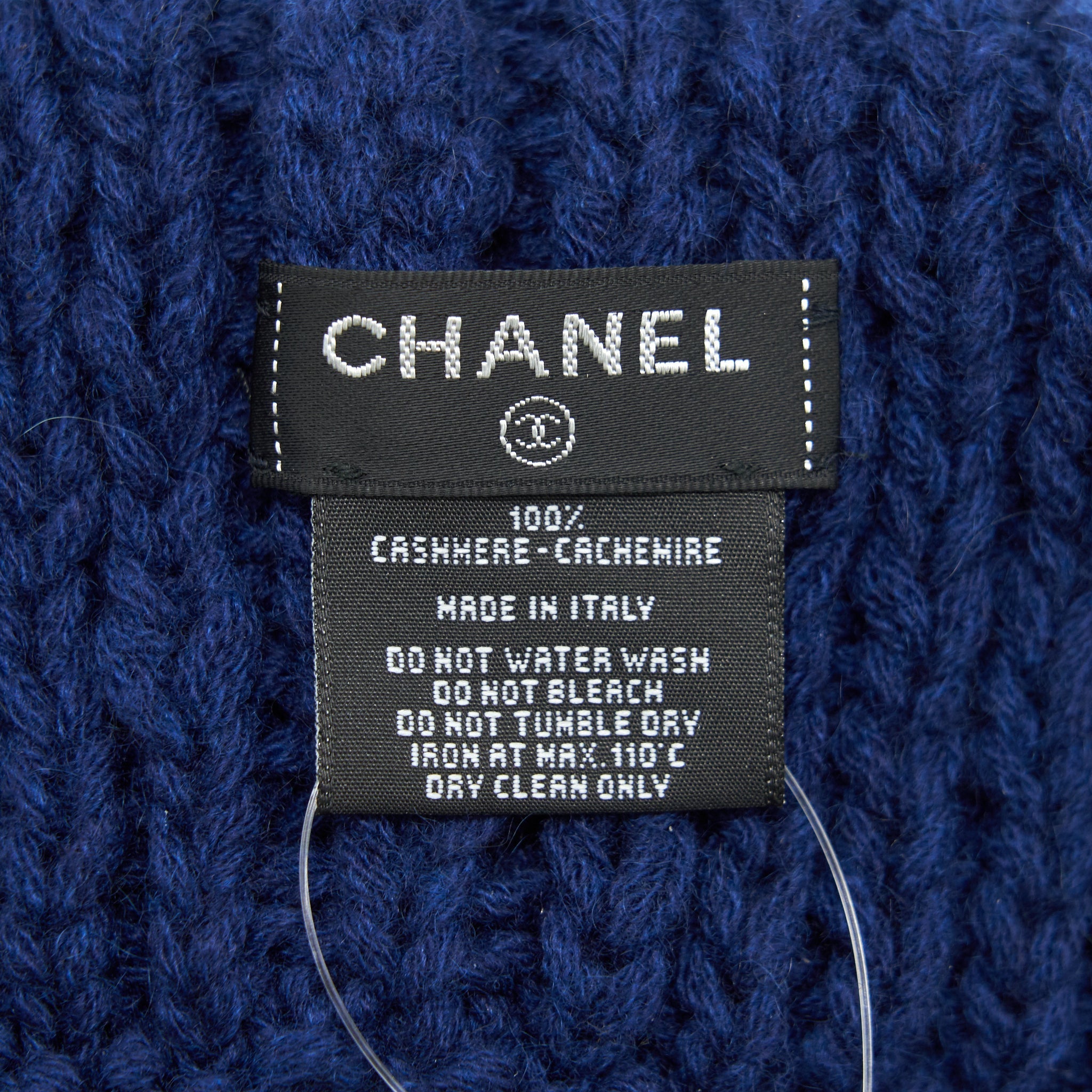 Chanel 21K CC Logo Cashmere Hat Blue