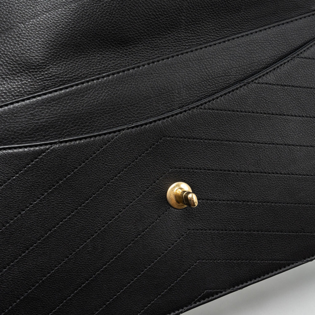 Chanel Voyage Chevron Clutch Calfskin Black
