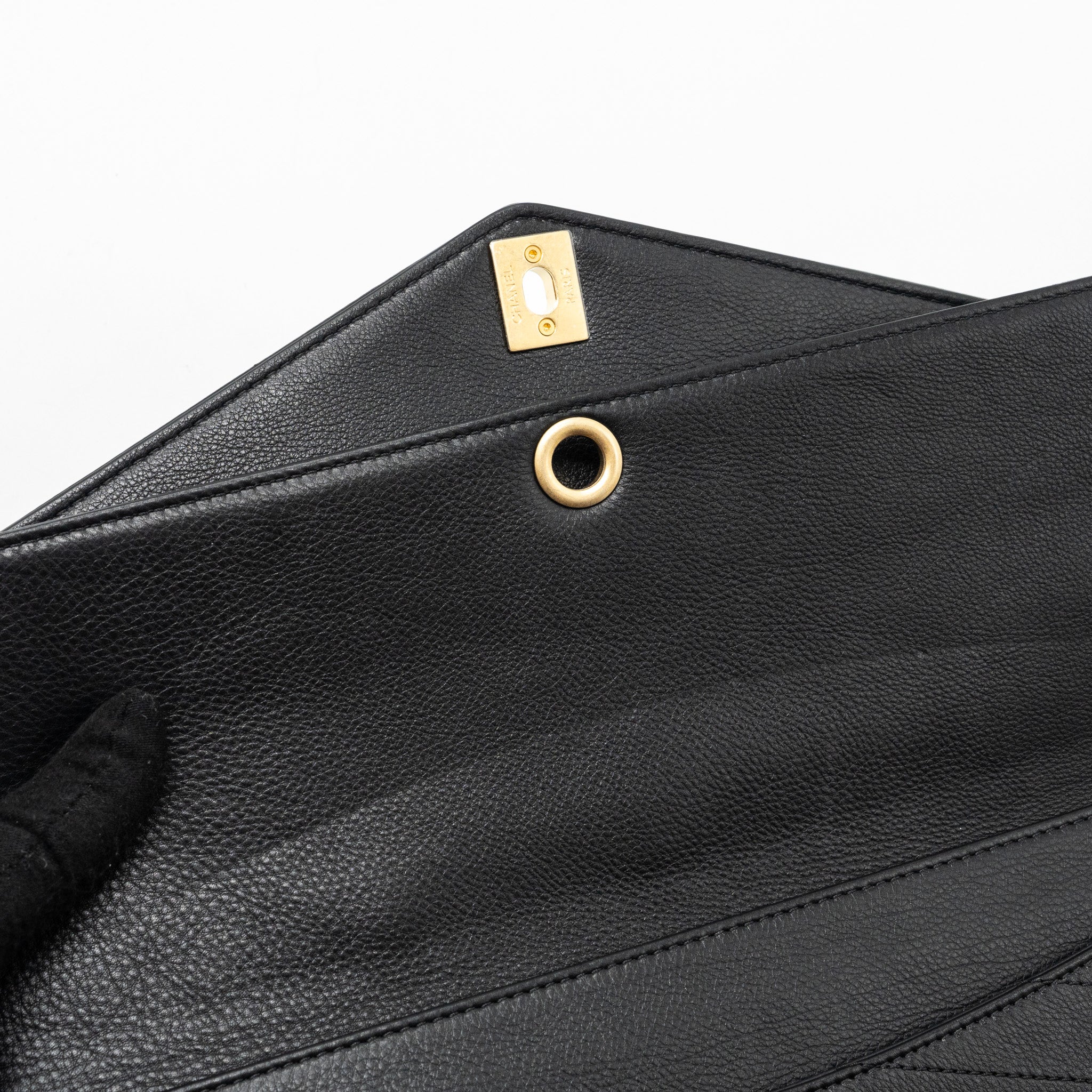 Chanel Voyage Chevron Clutch Calfskin Black