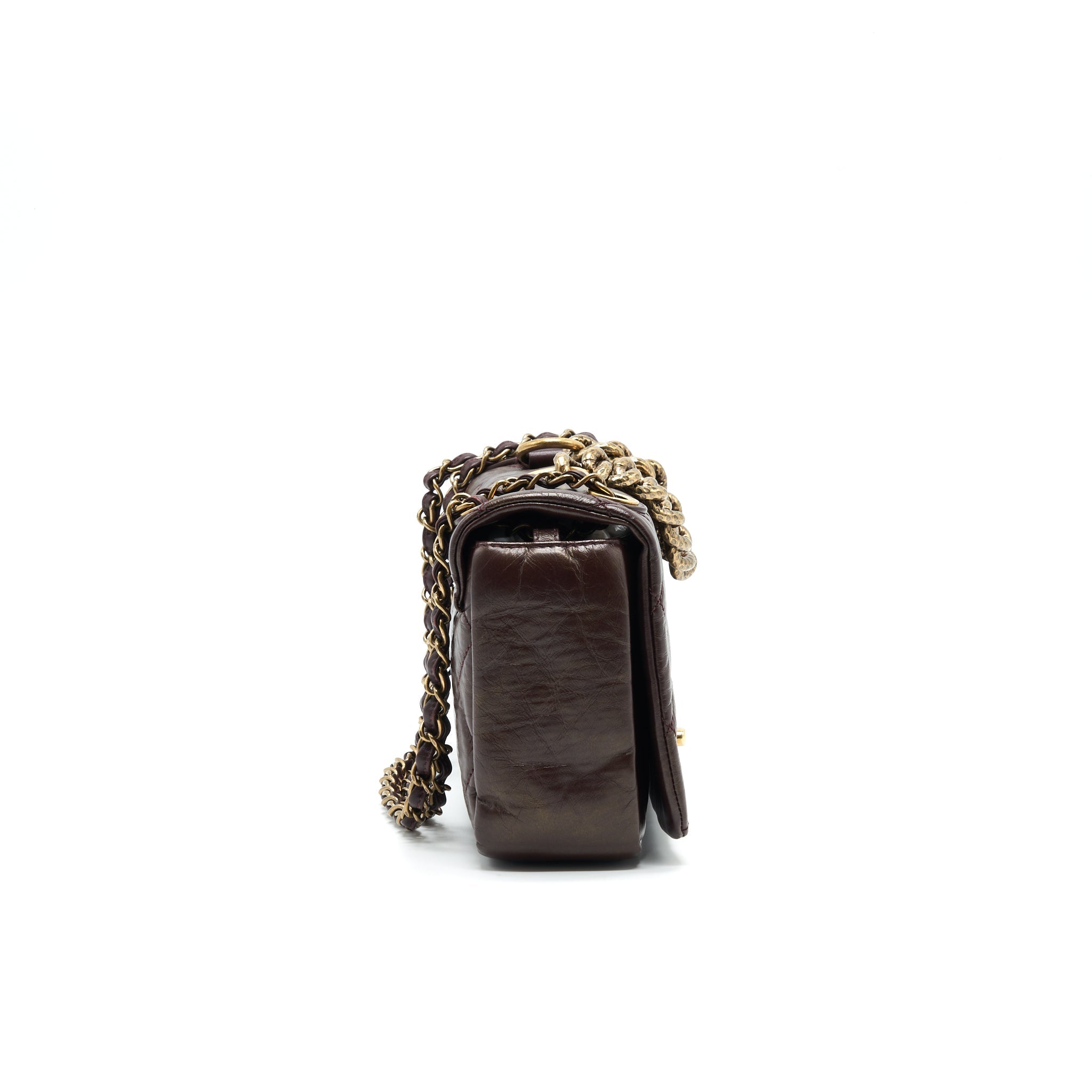 Chanel Calfskin Flap Bag with Chain Burgundy
