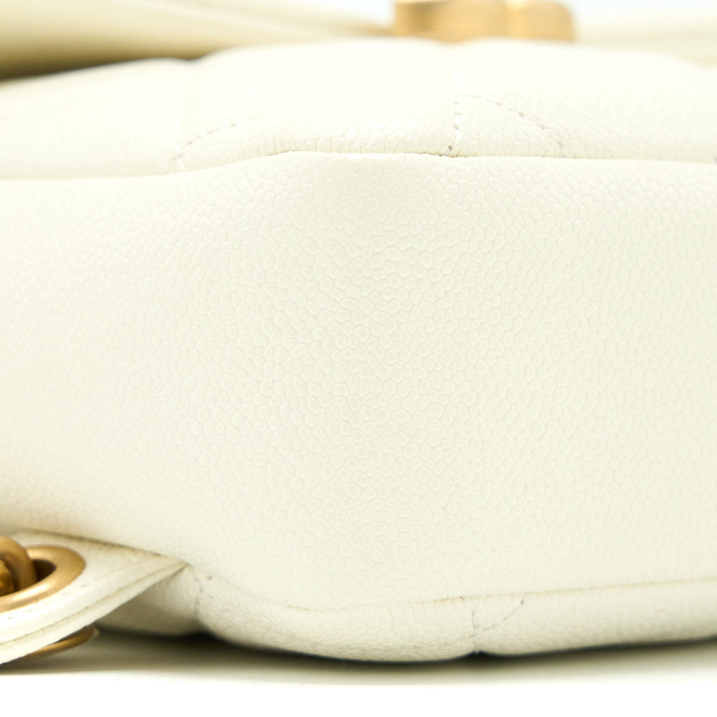 Chanel 22P Flap Backpack Caviar White Brushed  (Microchip)
