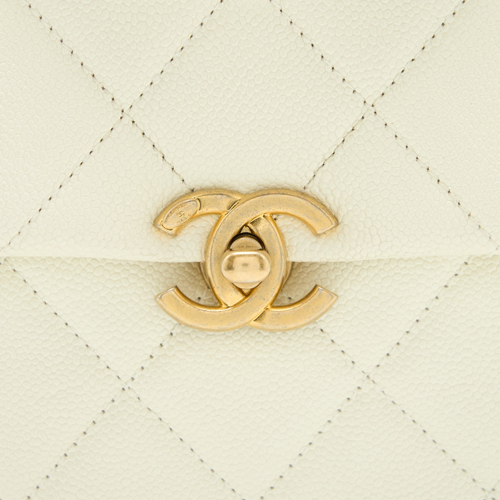 Chanel 22P Flap Backpack Caviar White Brushed  (Microchip)