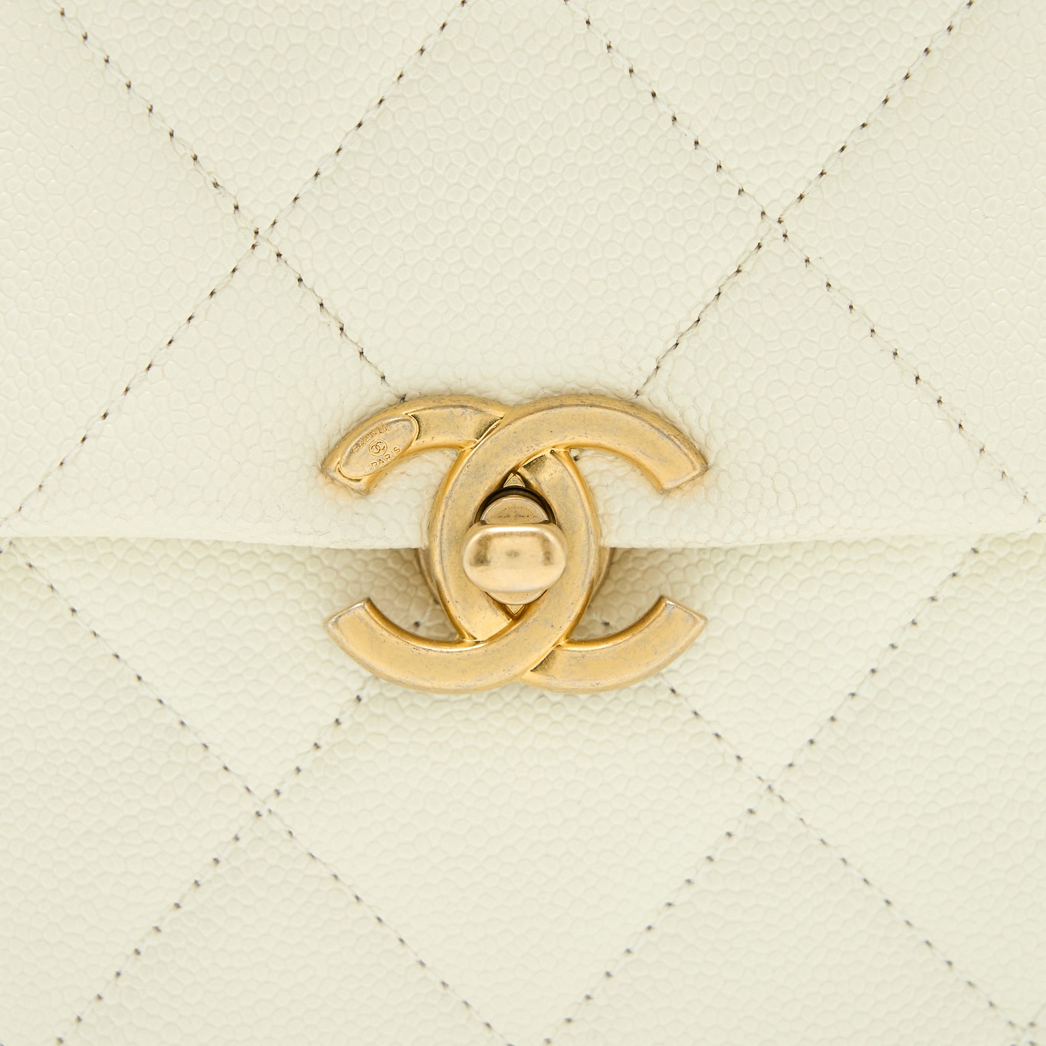 Chanel 22P Flap Backpack Caviar White Brushed  (Microchip)