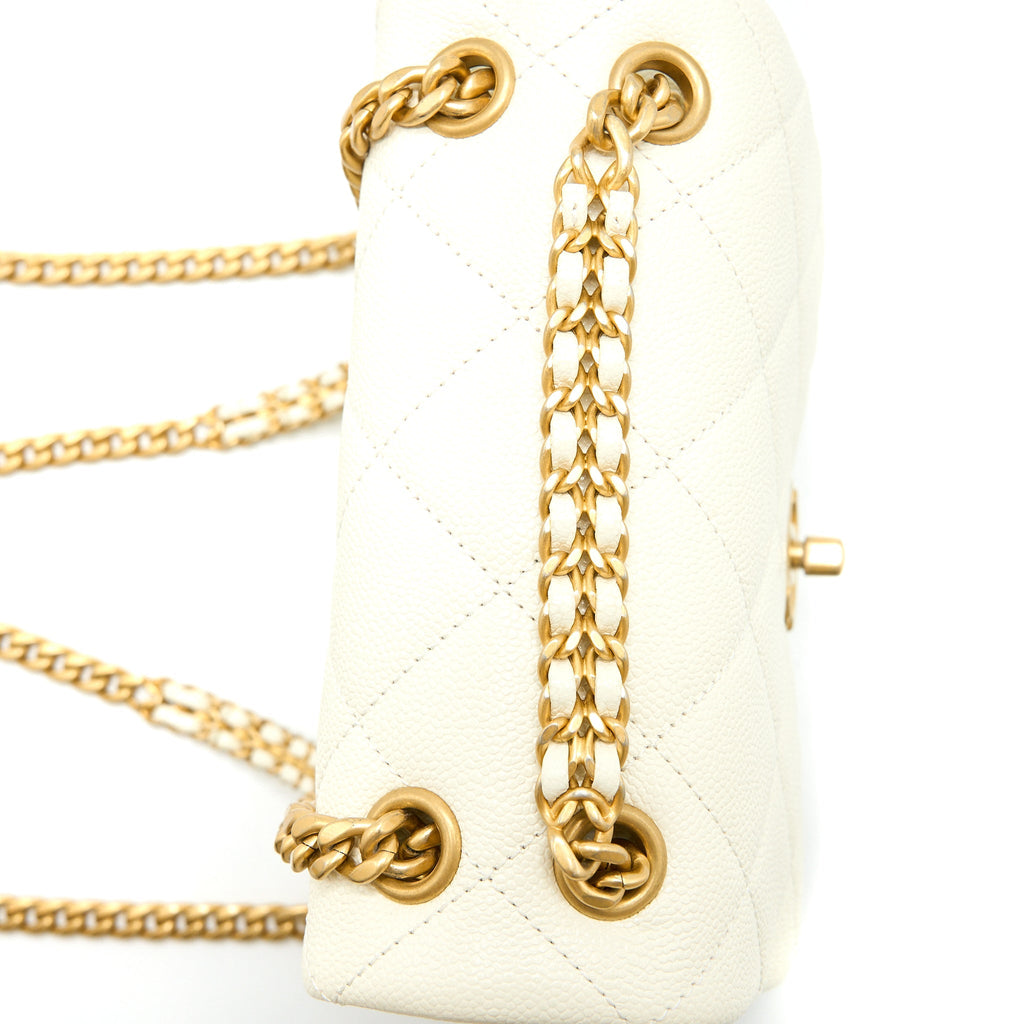 Chanel 22P Flap Backpack Caviar White Brushed  (Microchip)