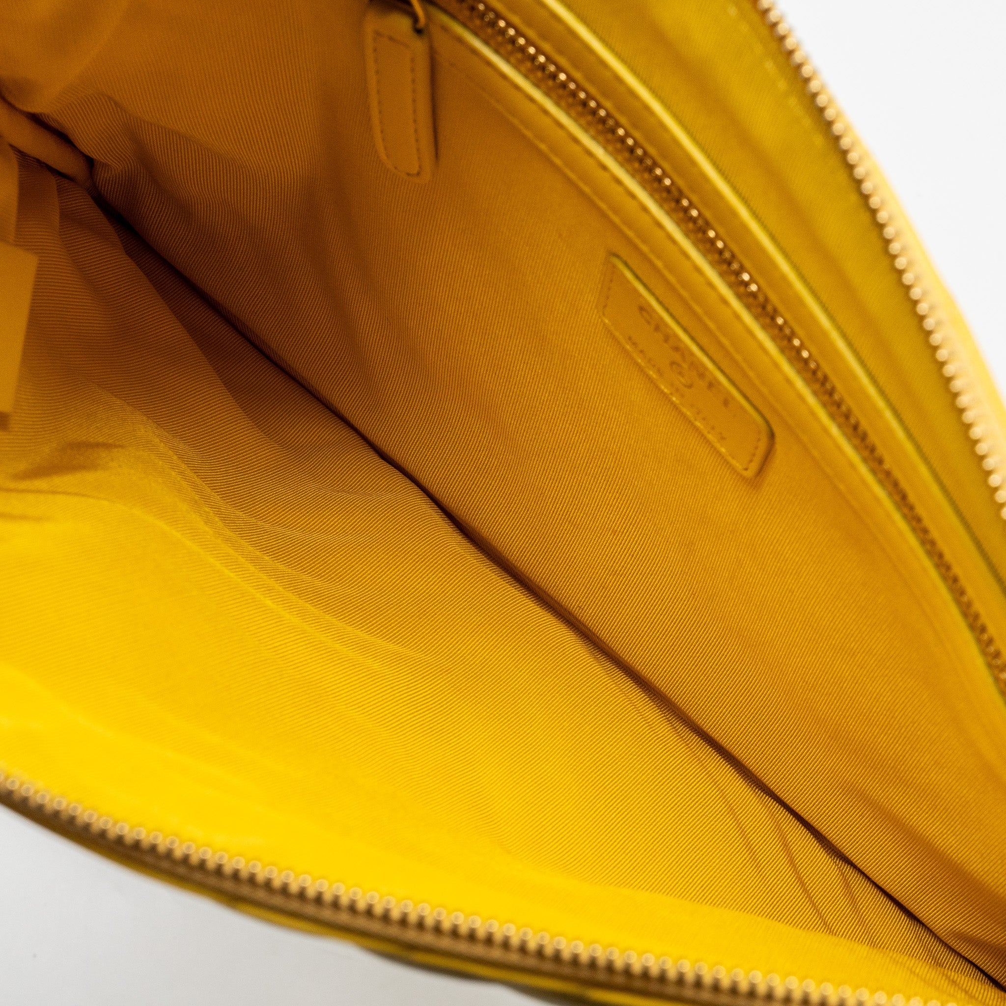 Chanel Chevron zip pouch / clutch lambskin yellow L